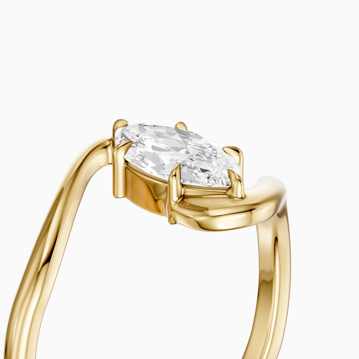 Juno Marquise 6 Prong Bypass Moissanite Diamond Engagement Ring