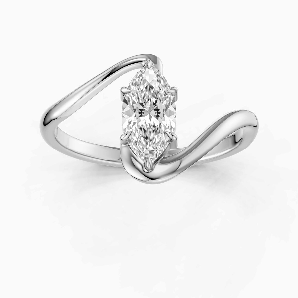 Juno Marquise 6 Prong Bypass Moissanite Diamond Engagement Ring