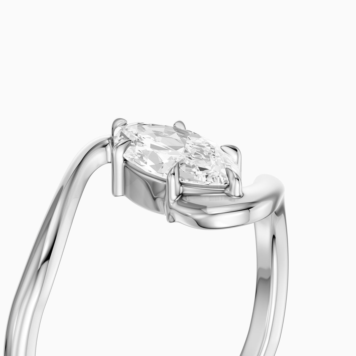 Juno Marquise 6 Prong Bypass Moissanite Diamond Engagement Ring