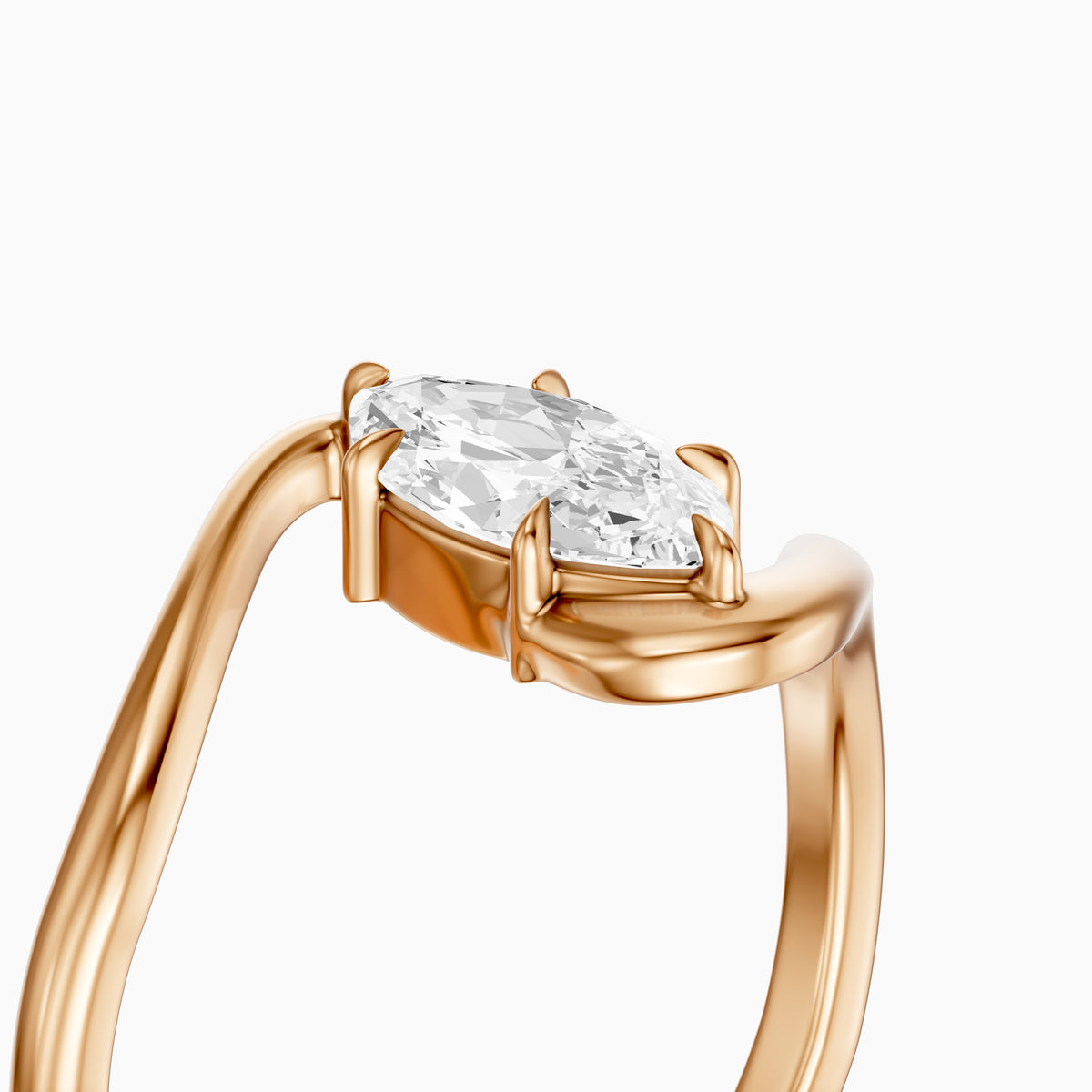 Juno Marquise 6 Prong Bypass Moissanite Diamond Engagement Ring