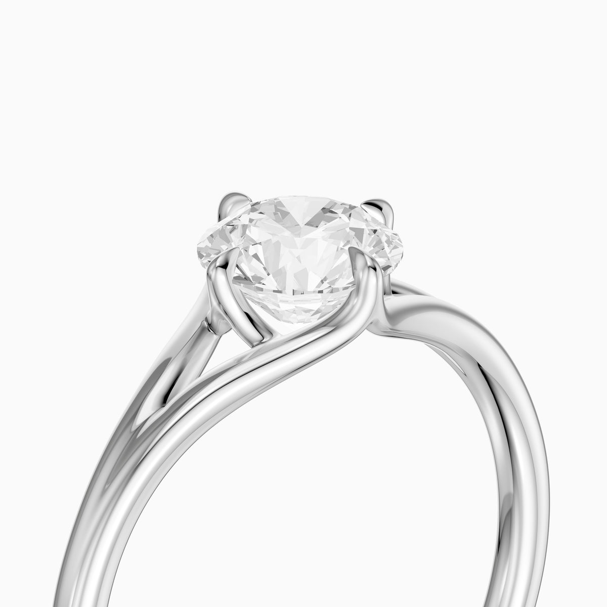 Carys Round Solitaire Split Shank Moissanite Diamond Engagement Ring