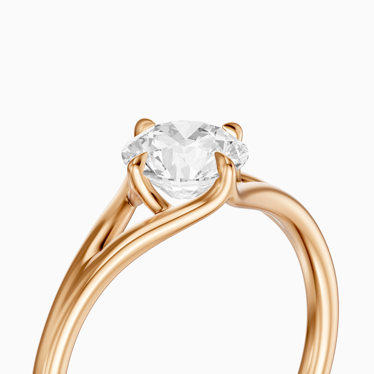 Carys Round Solitaire Split Shank Moissanite Diamond Engagement Ring