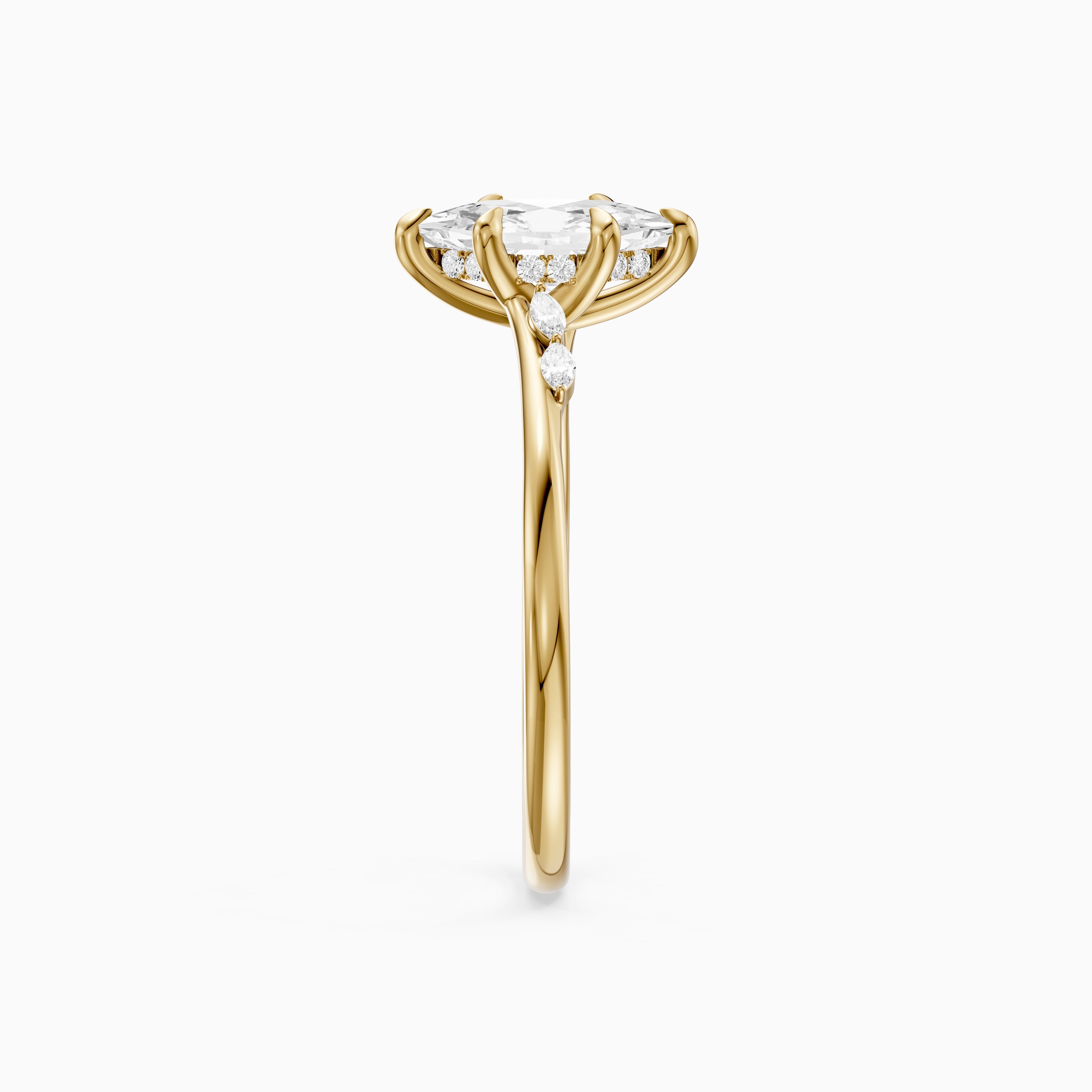Abby Dutch Marquise Hidden Halo Lab Grown Diamond Engagement Ring with Marquise Side Stones