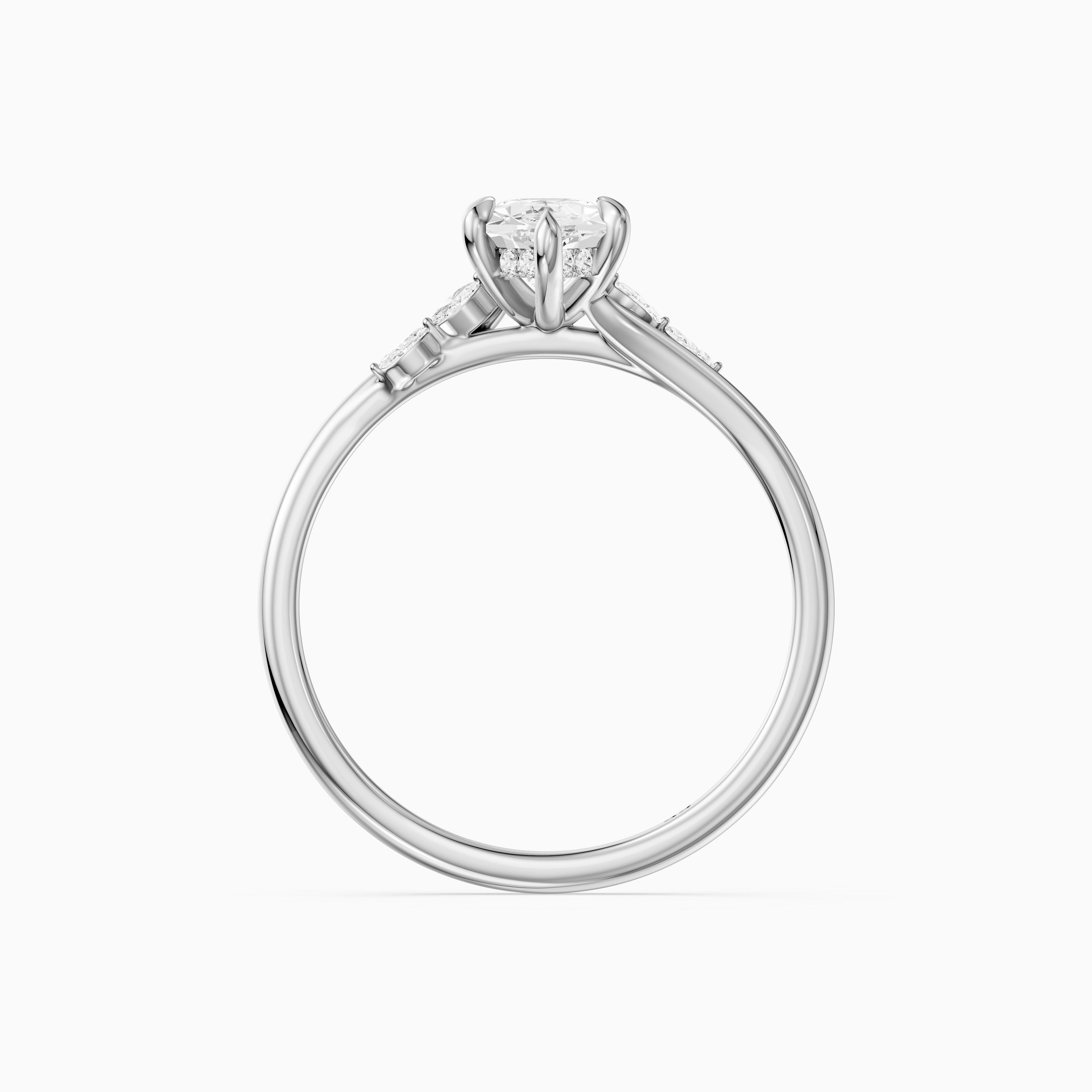 Abby Dutch Marquise Hidden Halo Lab Grown Diamond Engagement Ring with Marquise Side Stones