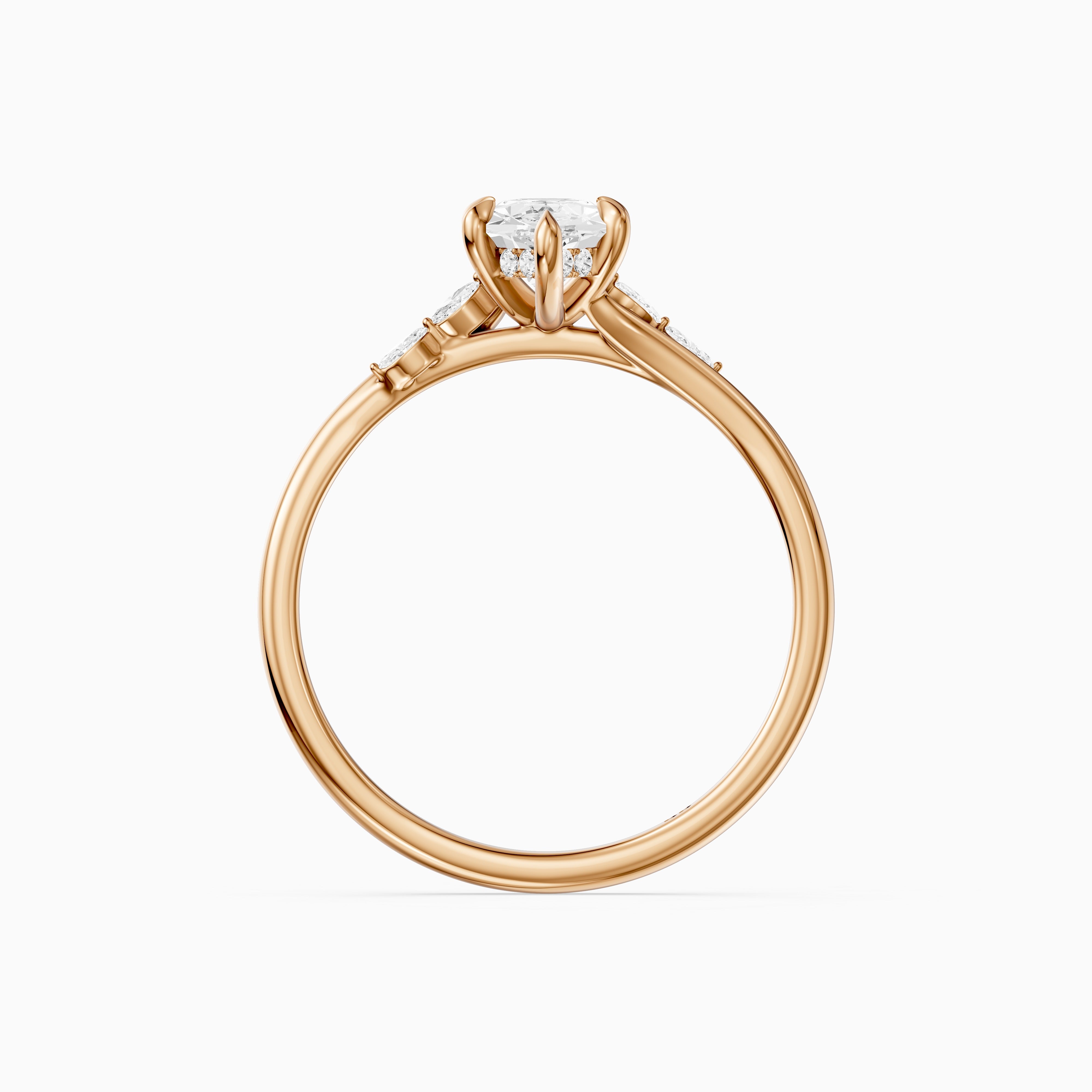 Abby Dutch Marquise Hidden Halo Lab Grown Diamond Engagement Ring with Marquise Side Stones