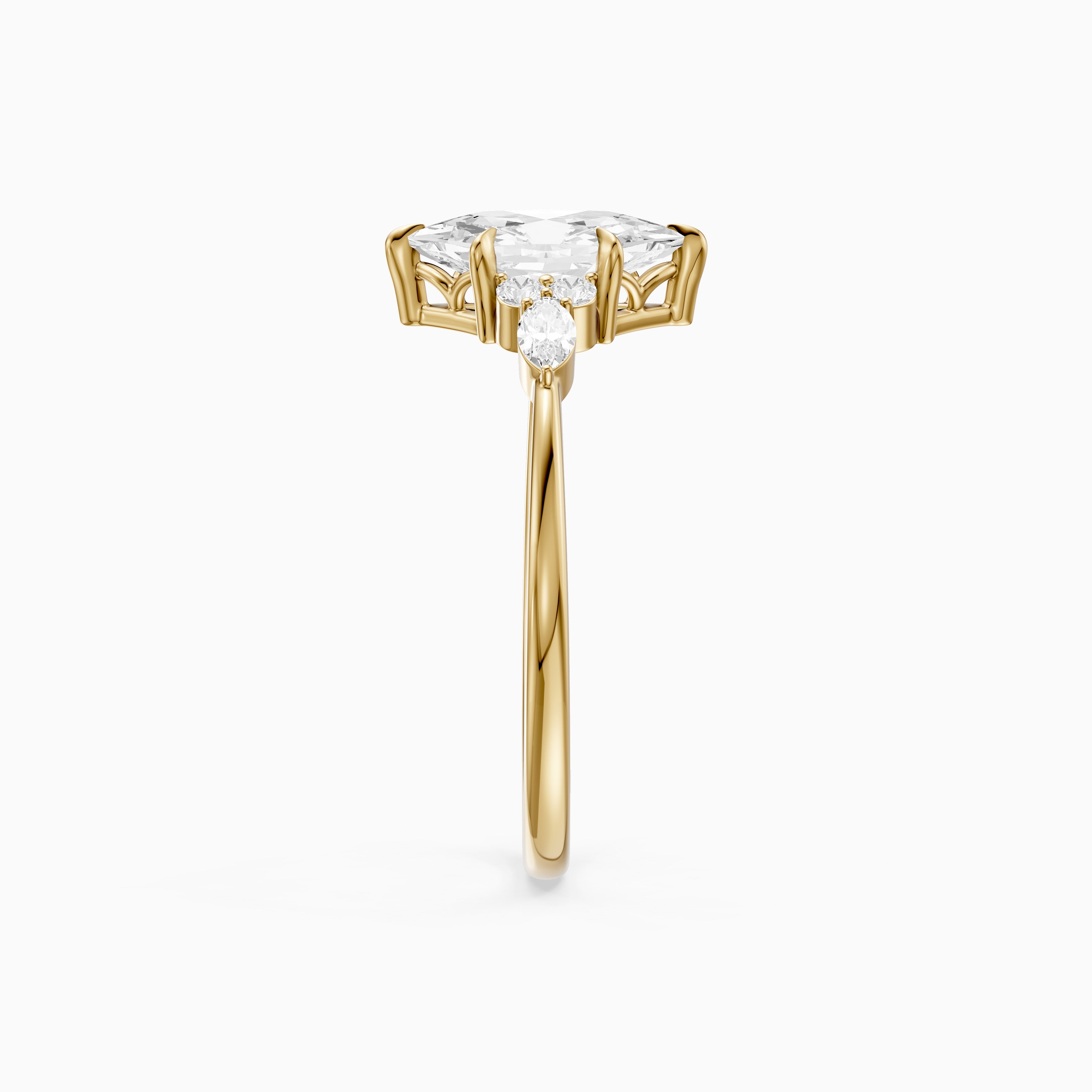 Aileen Dutch Marquise Cut Lab Grown Diamond Ring with Round & Marquise Side Stones
