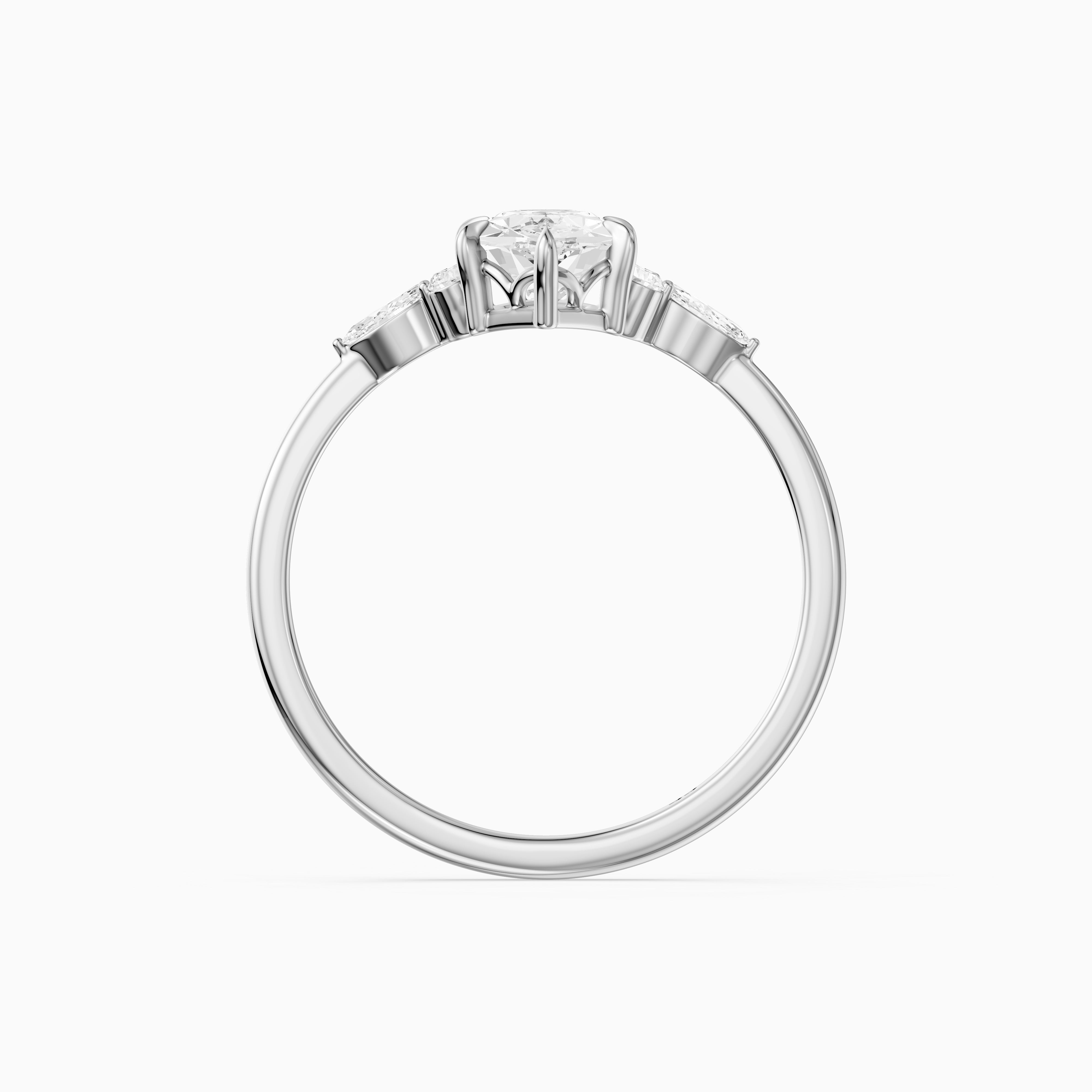 Aileen Dutch Marquise Cut Lab Grown Diamond Ring with Round & Marquise Side Stones