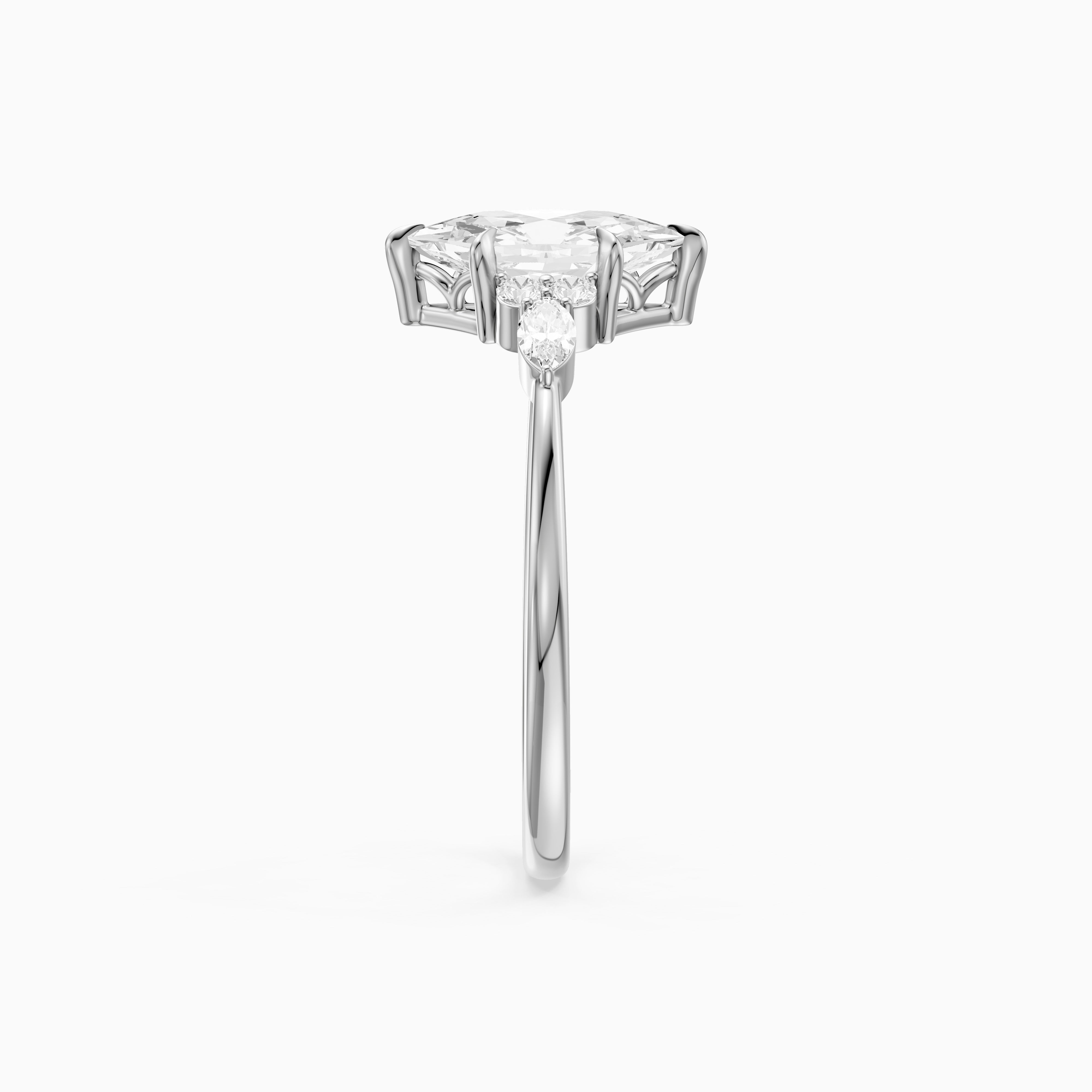 Aileen Dutch Marquise Cut Lab Grown Diamond Ring with Round & Marquise Side Stones