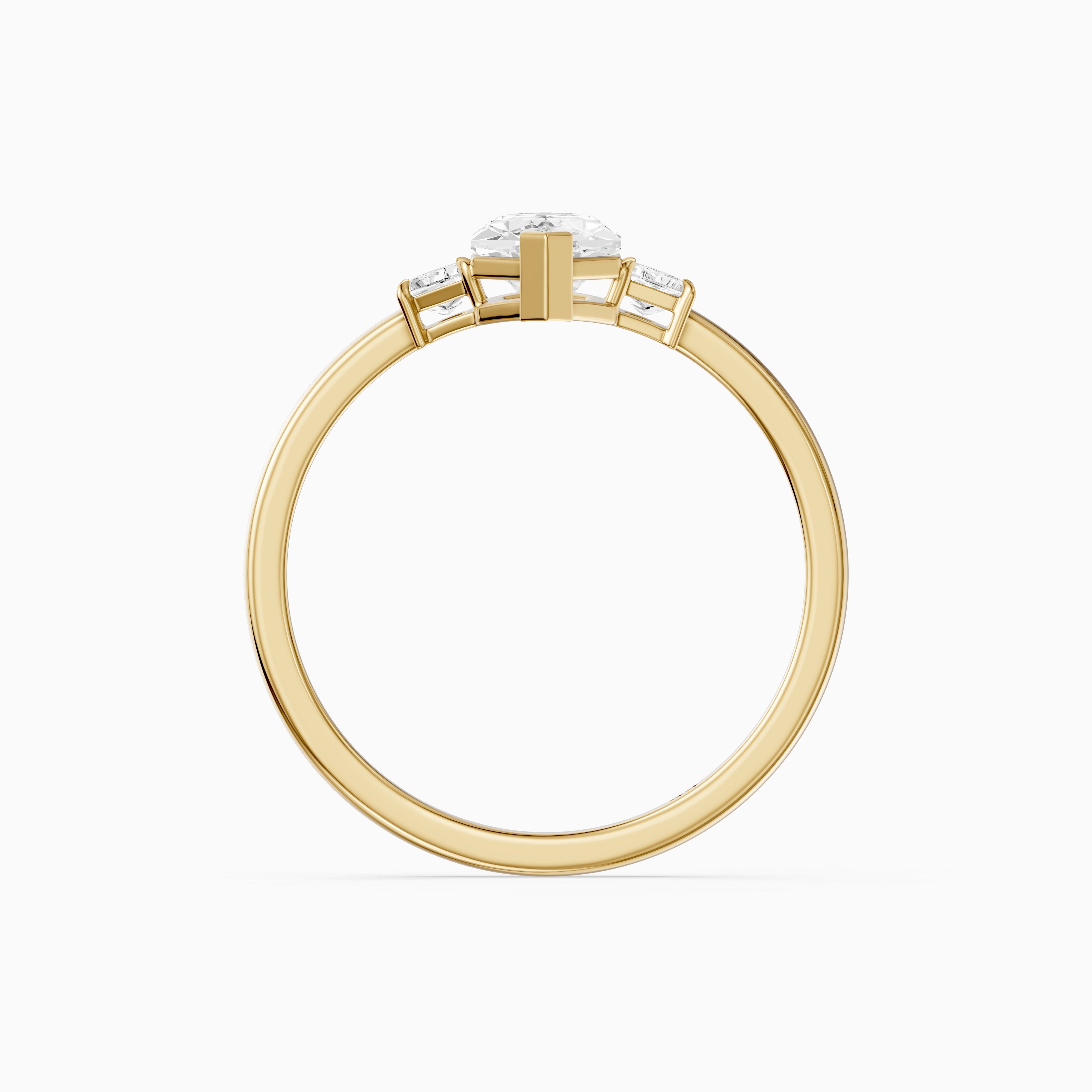 Amie Dutch Marquise Lab Grown Diamond Ring with Trapezoid Side Stones