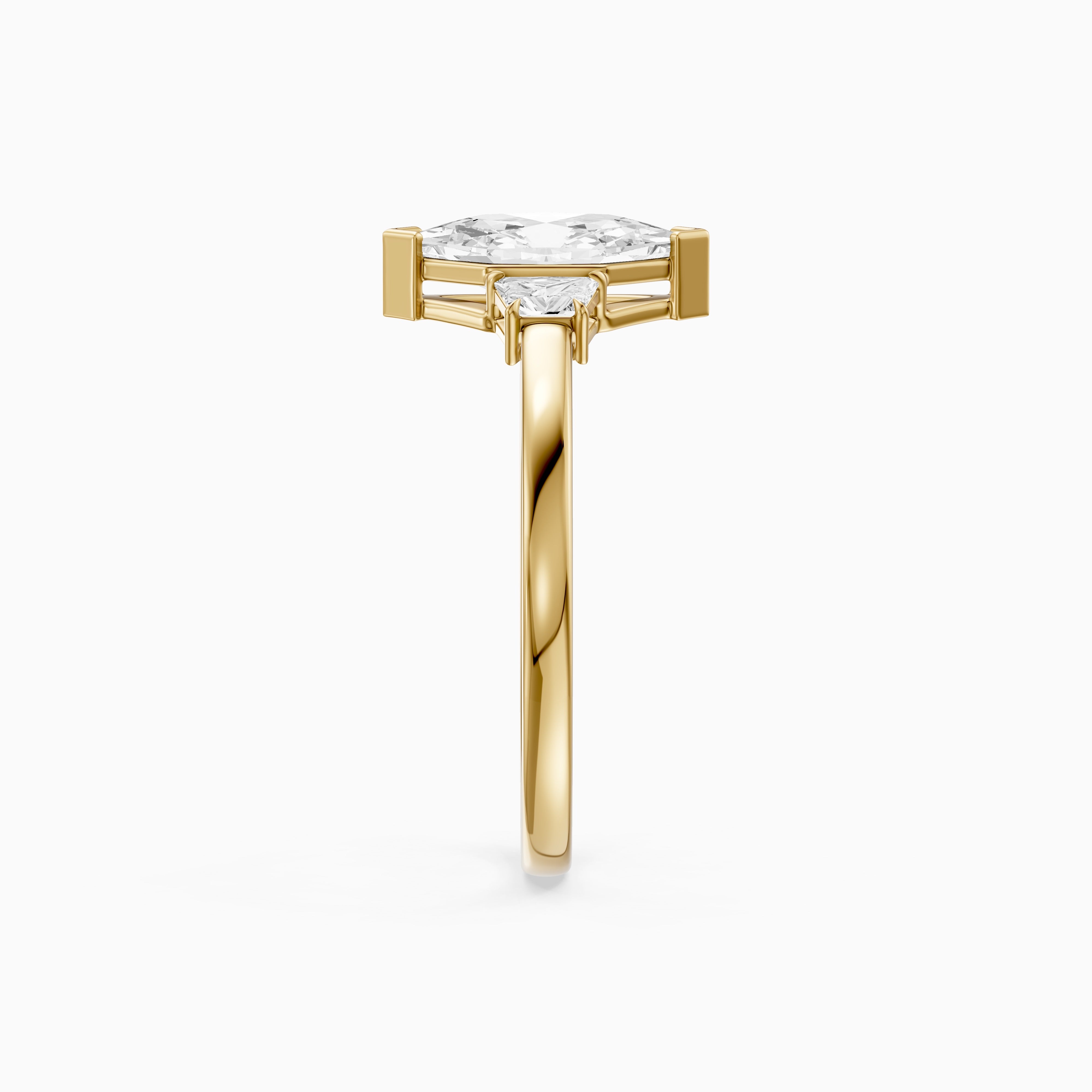 Amie Dutch Marquise Lab Grown Diamond Ring with Trapezoid Side Stones