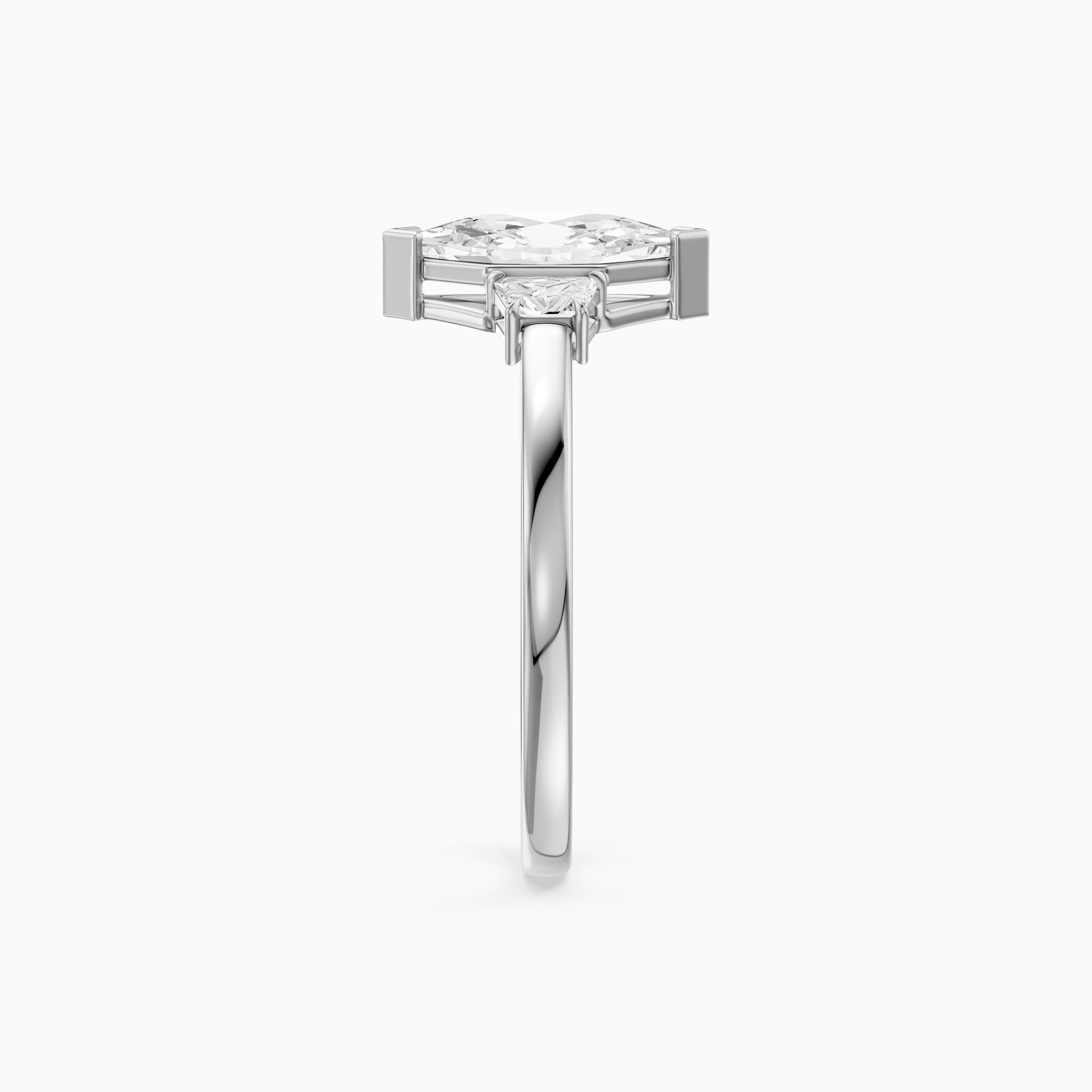 Amie Dutch Marquise Lab Grown Diamond Ring with Trapezoid Side Stones