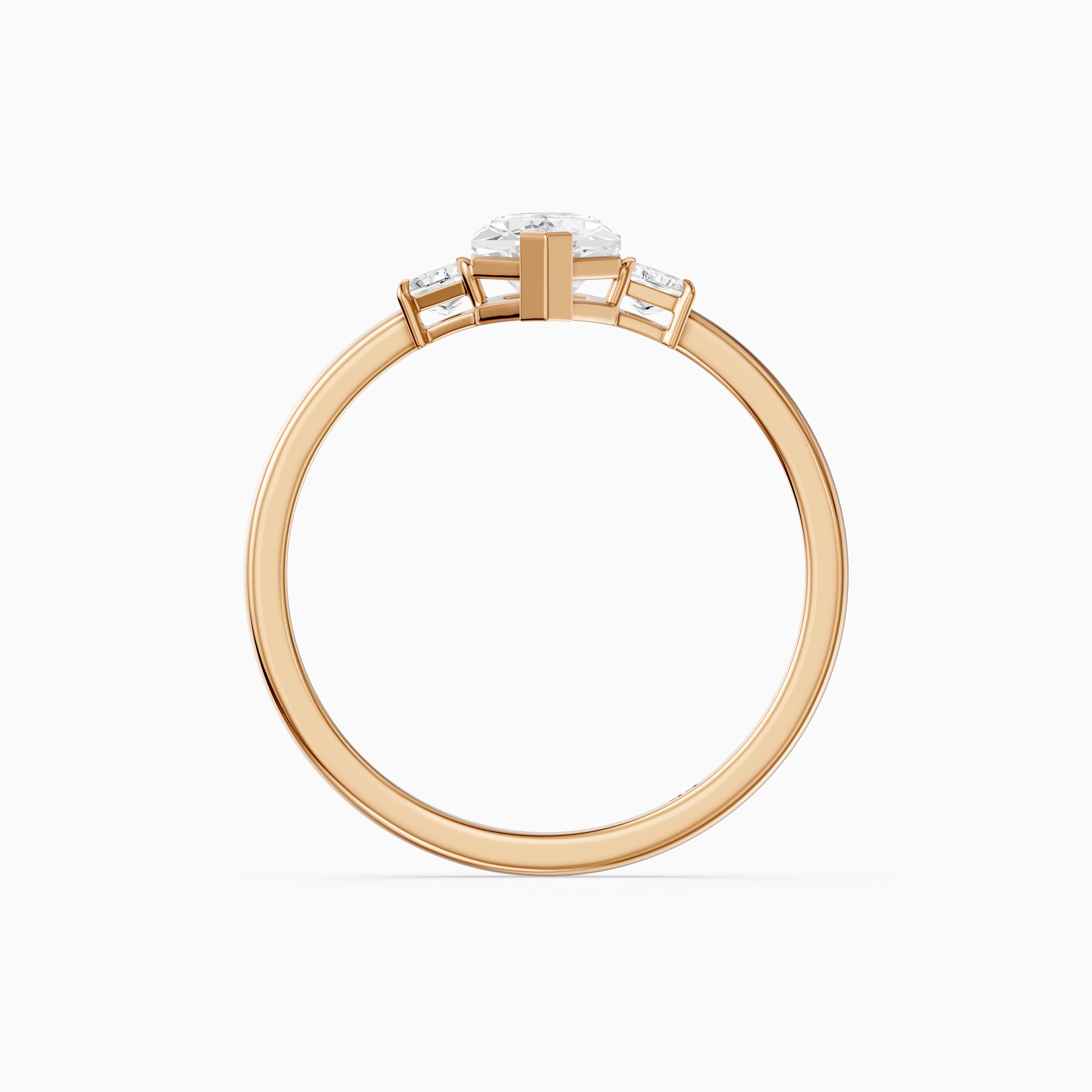 Amie Dutch Marquise Lab Grown Diamond Ring with Trapezoid Side Stones