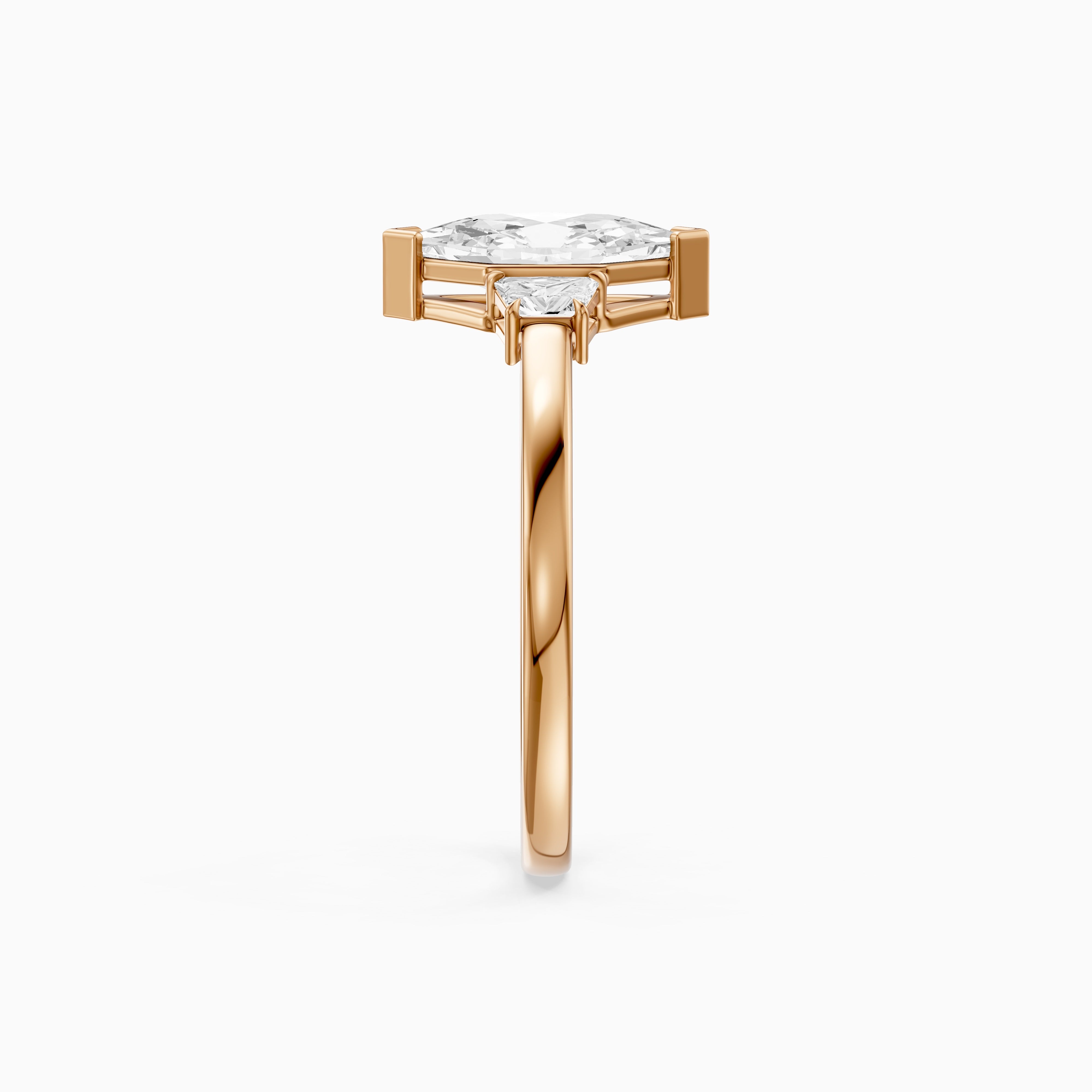 Amie Dutch Marquise Lab Grown Diamond Ring with Trapezoid Side Stones