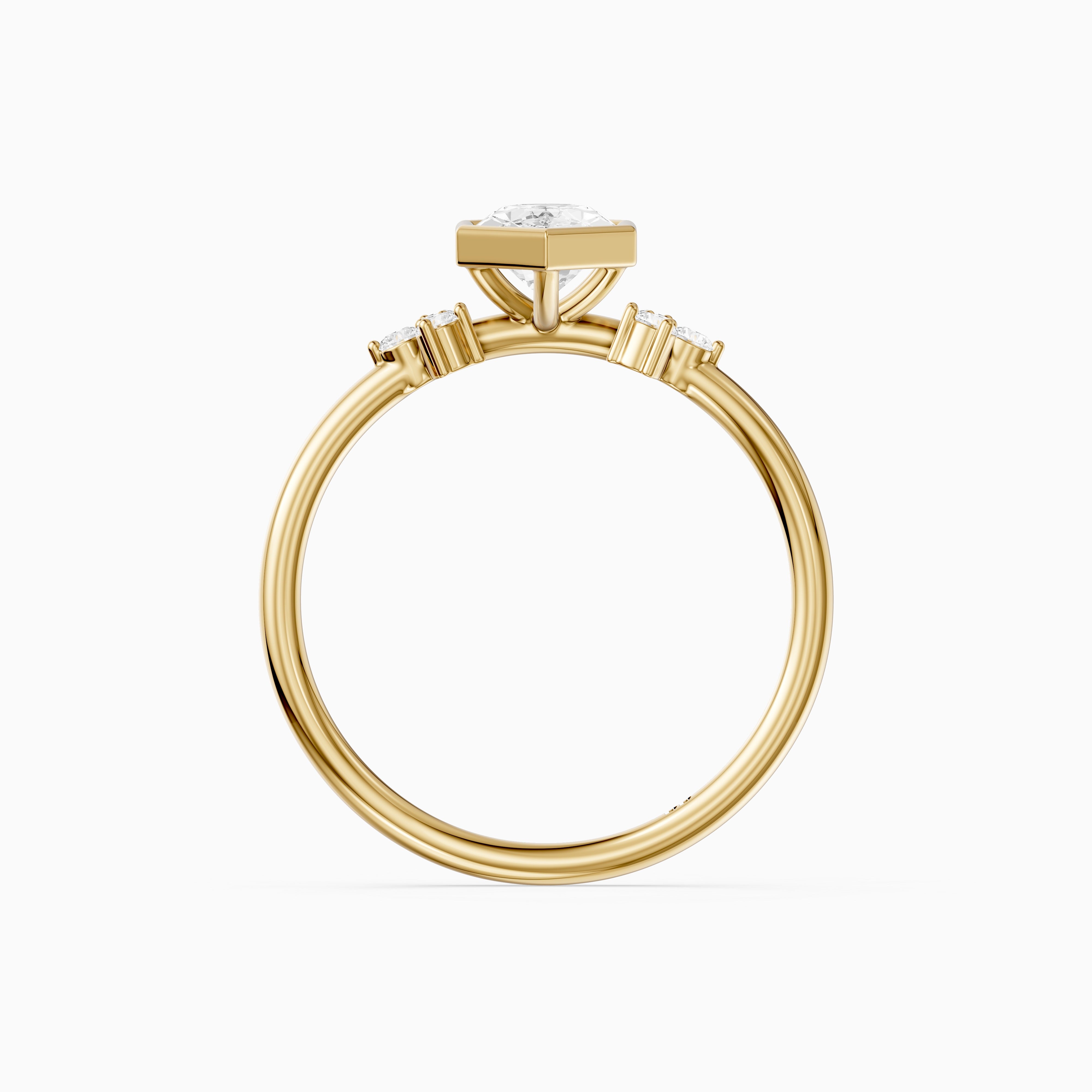 Arden Bezel Set Dutch Marquise Lab Grown Diamond Ring with Round Side Stones