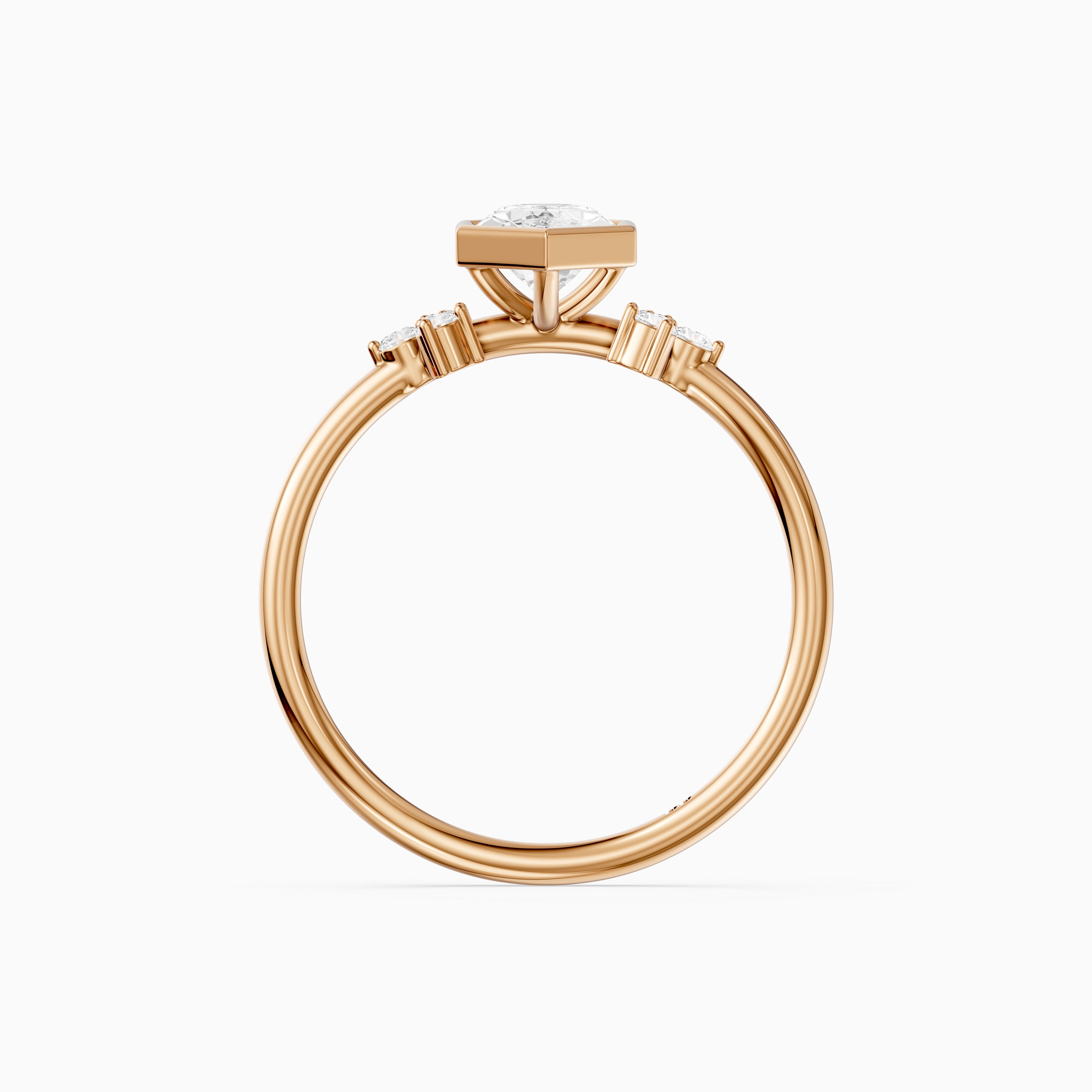 Arden Bezel Set Dutch Marquise Lab Grown Diamond Ring with Round Side Stones