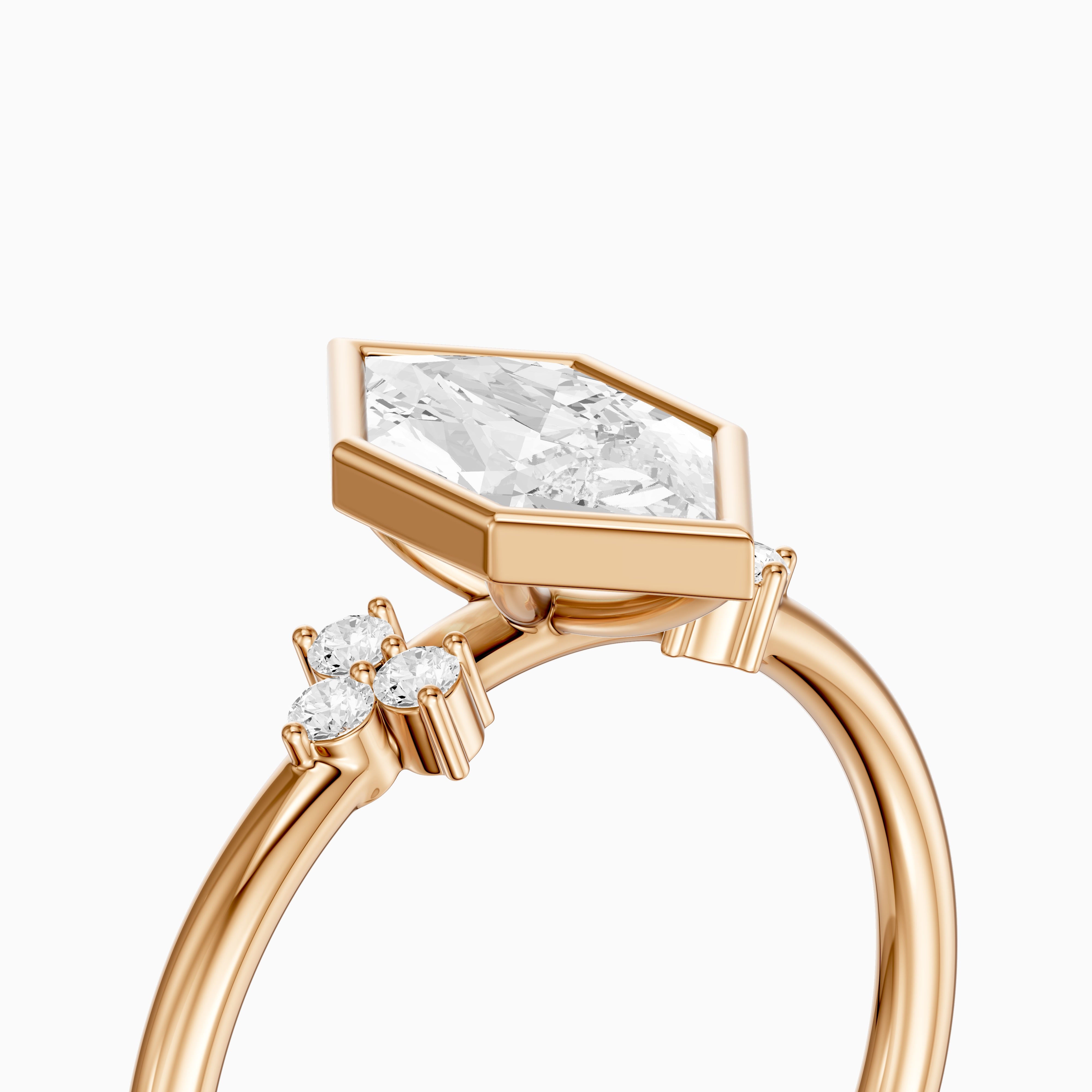 Arden Bezel Set Dutch Marquise Lab Grown Diamond Ring with Round Side Stones
