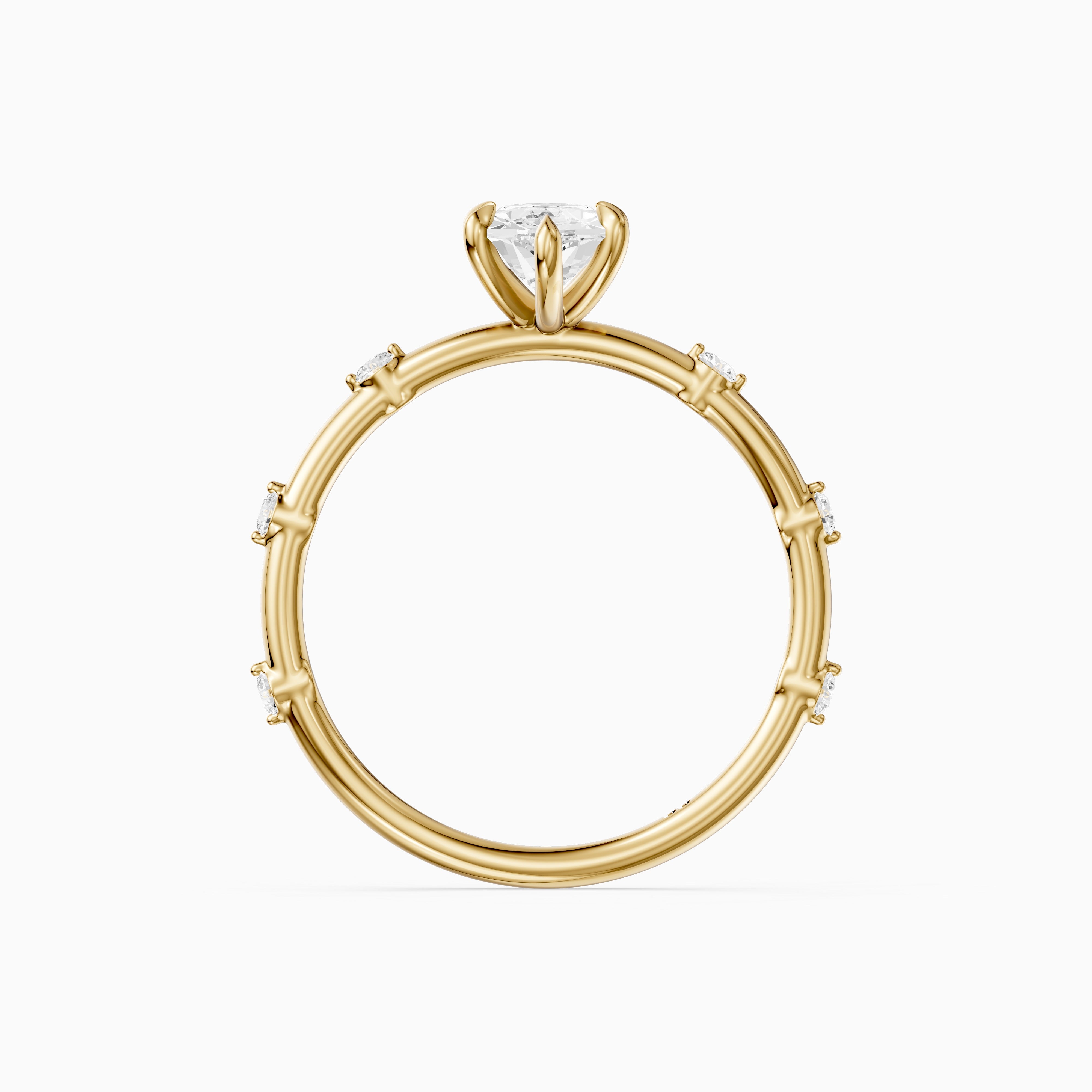 Betsy Dutch Marquise Lab Grown Diamond Ring with Scattered Round Diamonds