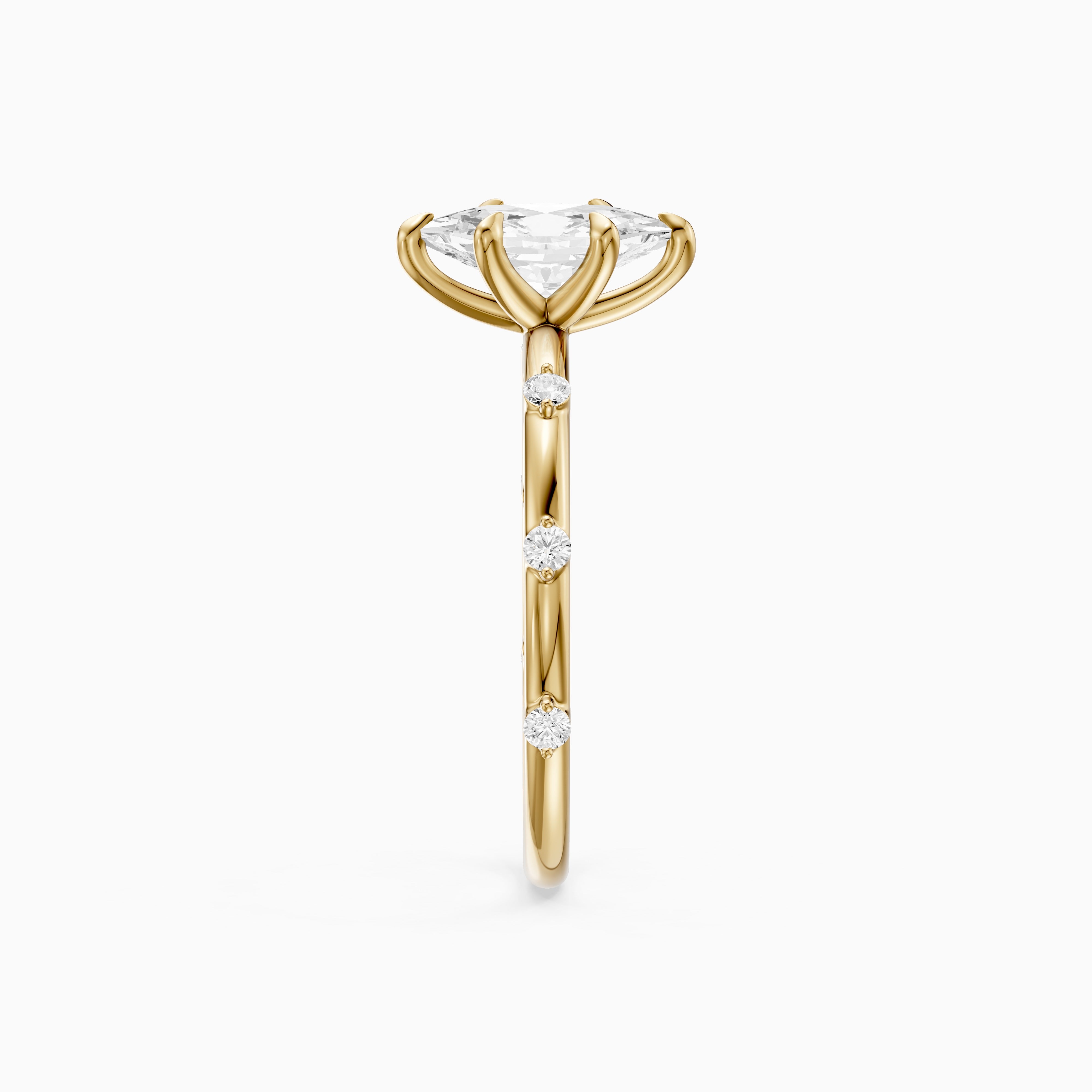 Betsy Dutch Marquise Lab Grown Diamond Ring with Scattered Round Diamonds