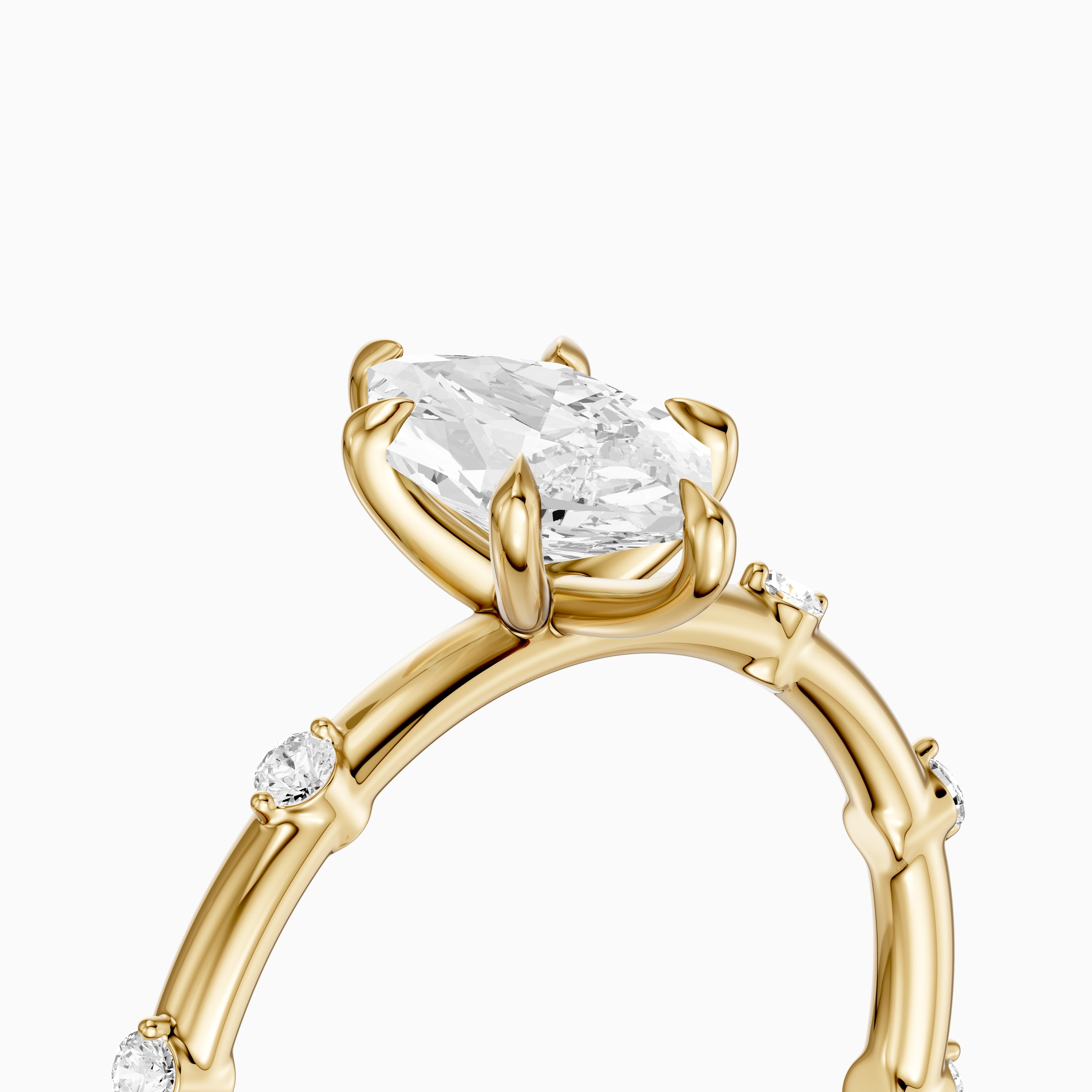 Betsy Dutch Marquise Lab Grown Diamond Ring with Scattered Round Diamonds