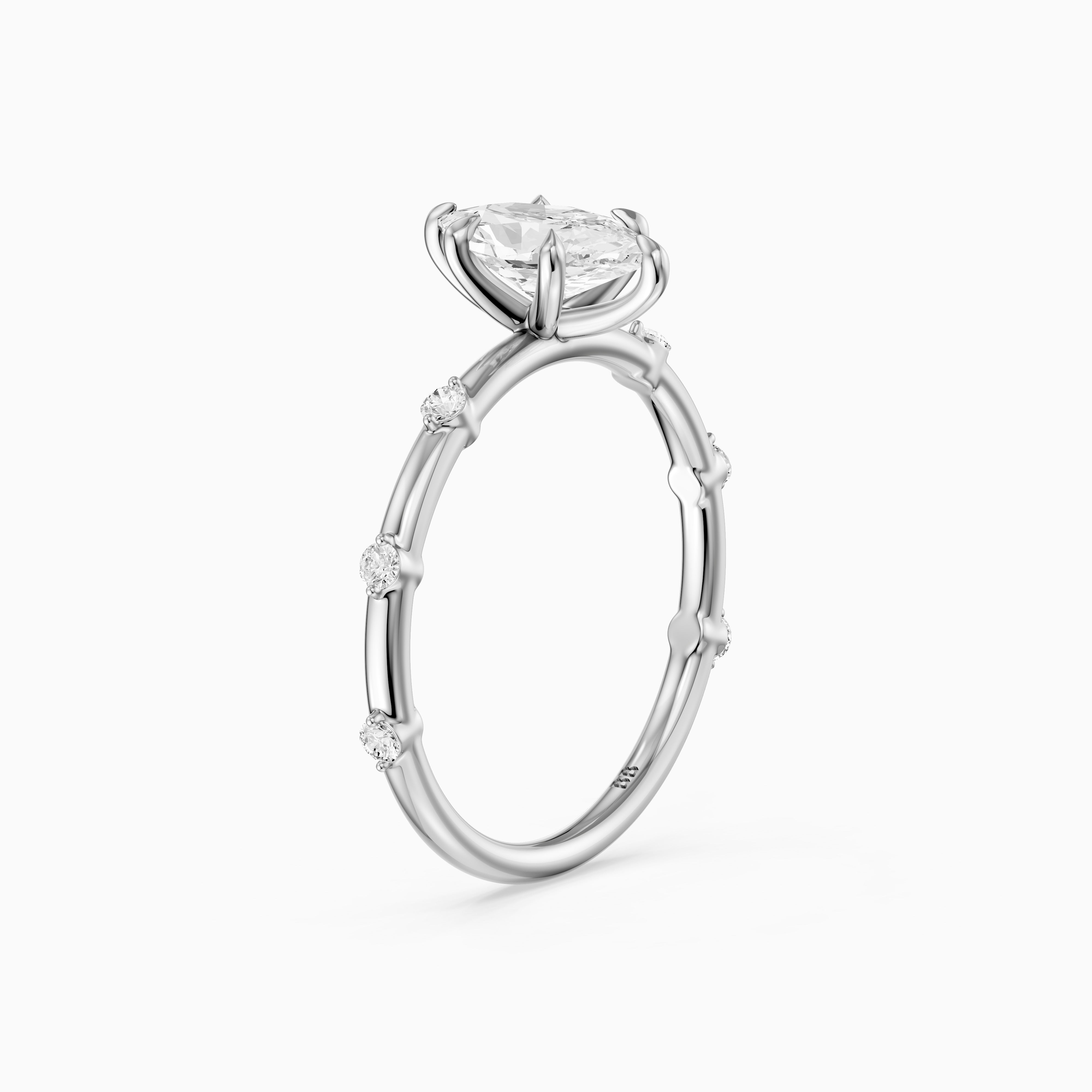 Betsy Dutch Marquise Lab Grown Diamond Ring with Scattered Round Diamonds