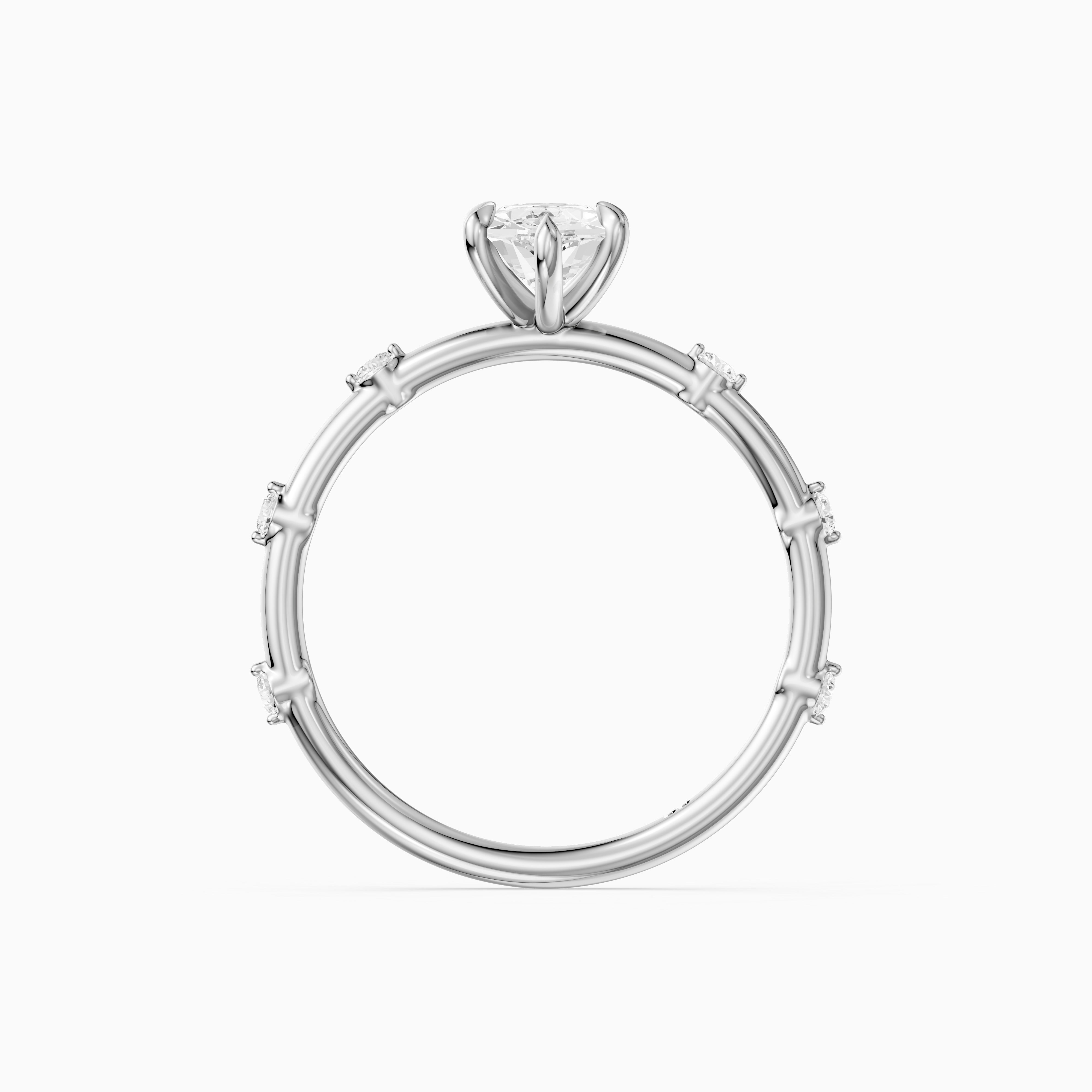 Betsy Dutch Marquise Lab Grown Diamond Ring with Scattered Round Diamonds