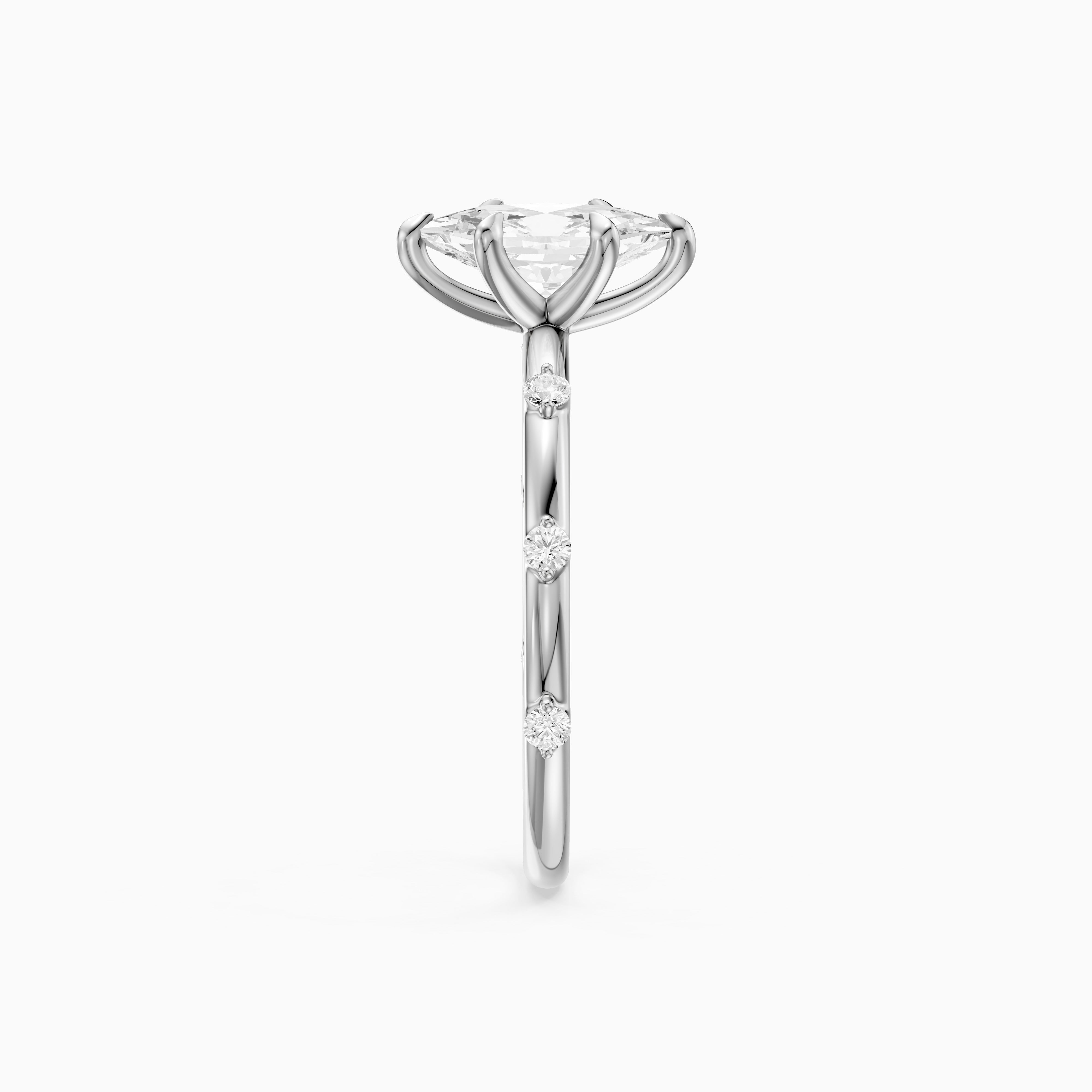 Betsy Dutch Marquise Lab Grown Diamond Ring with Scattered Round Diamonds