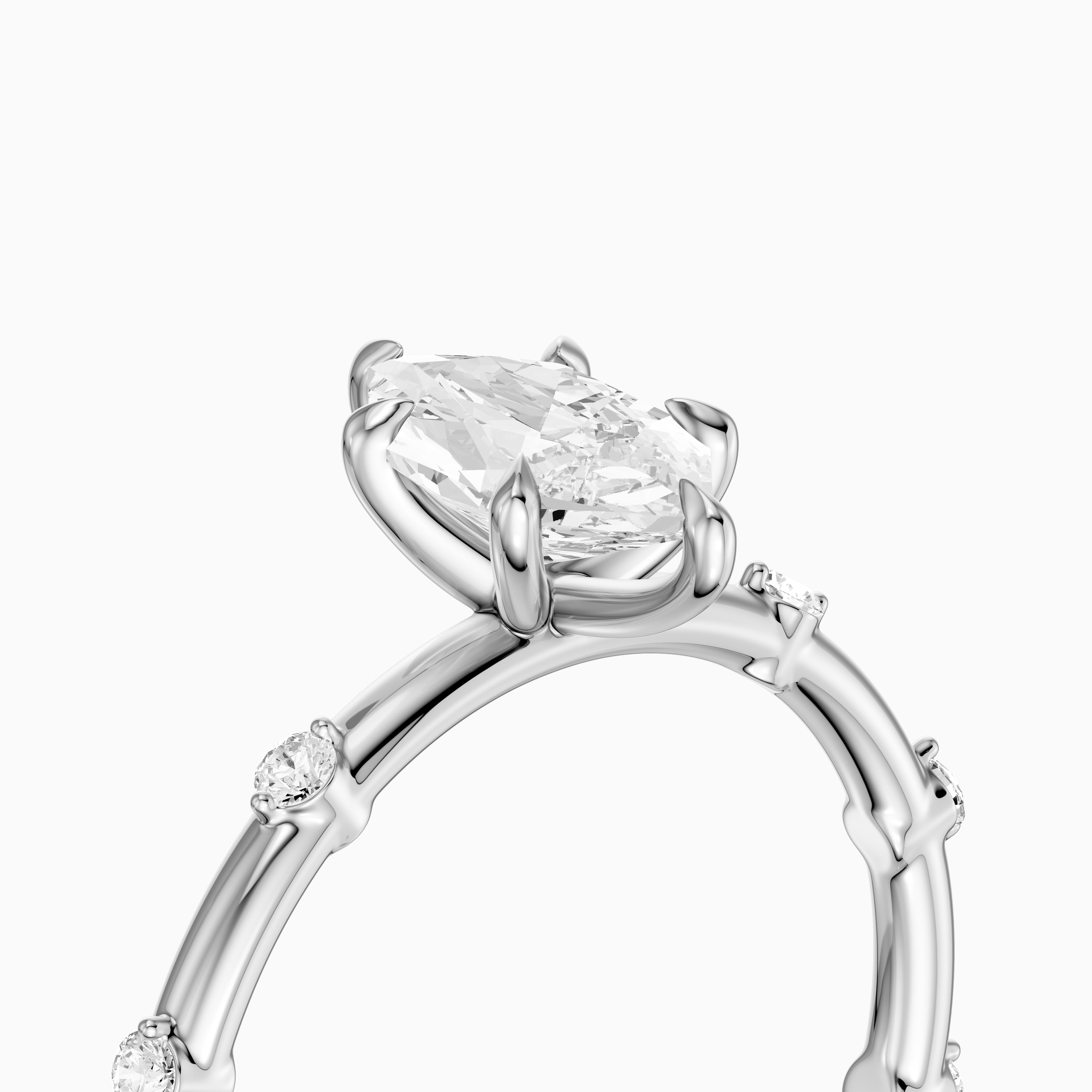 Betsy Dutch Marquise Lab Grown Diamond Ring with Scattered Round Diamonds