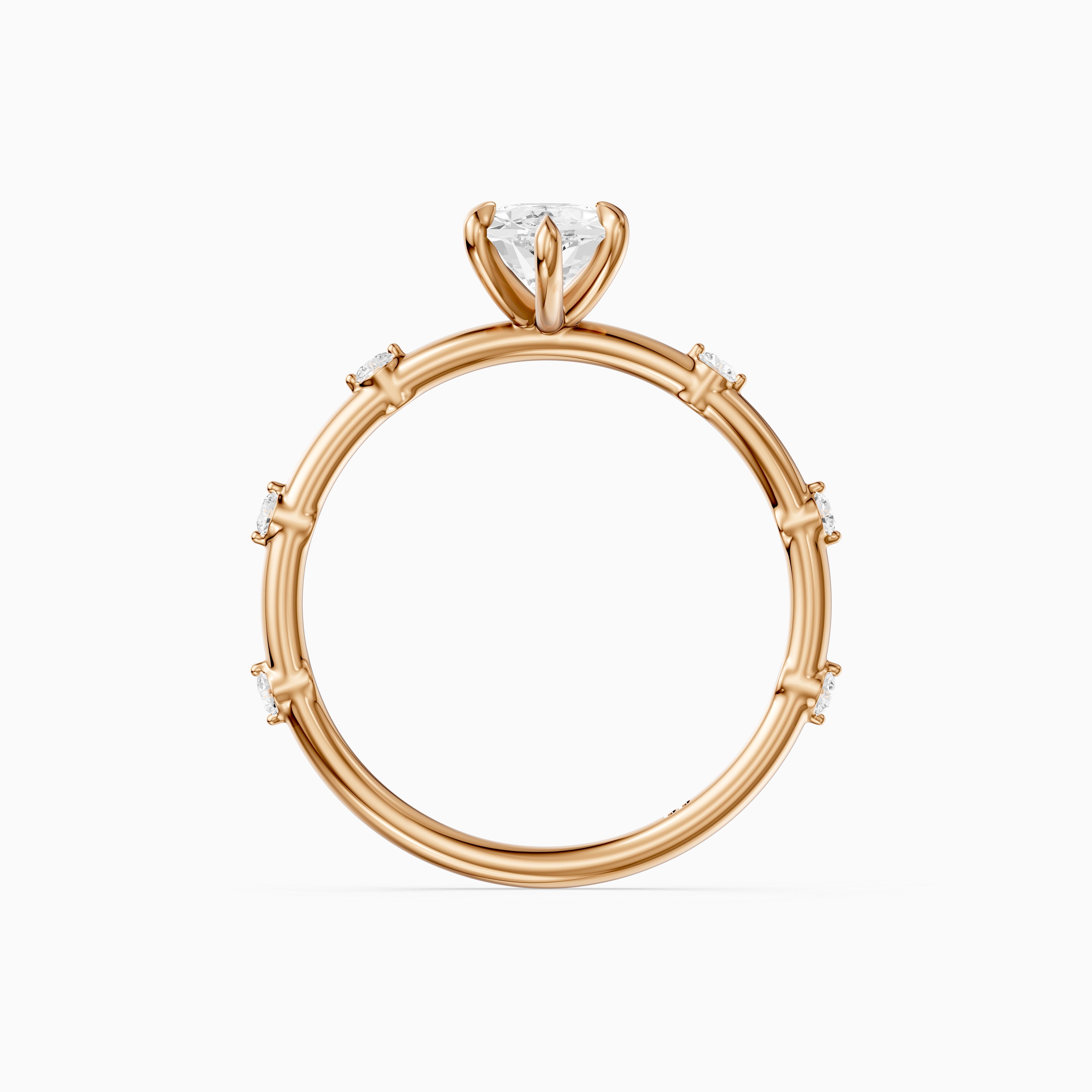 Betsy Dutch Marquise Lab Grown Diamond Ring with Scattered Round Diamonds