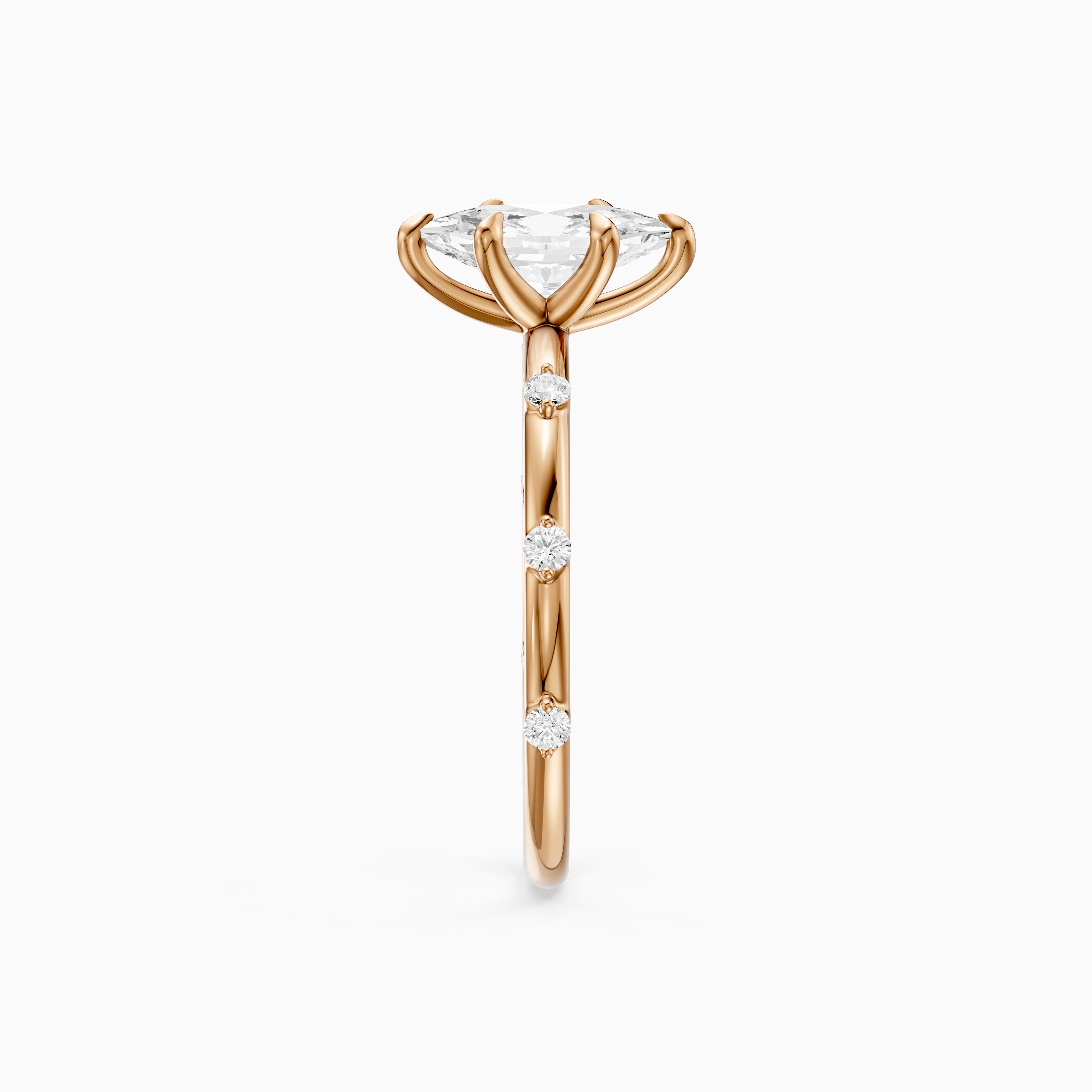 Betsy Dutch Marquise Lab Grown Diamond Ring with Scattered Round Diamonds