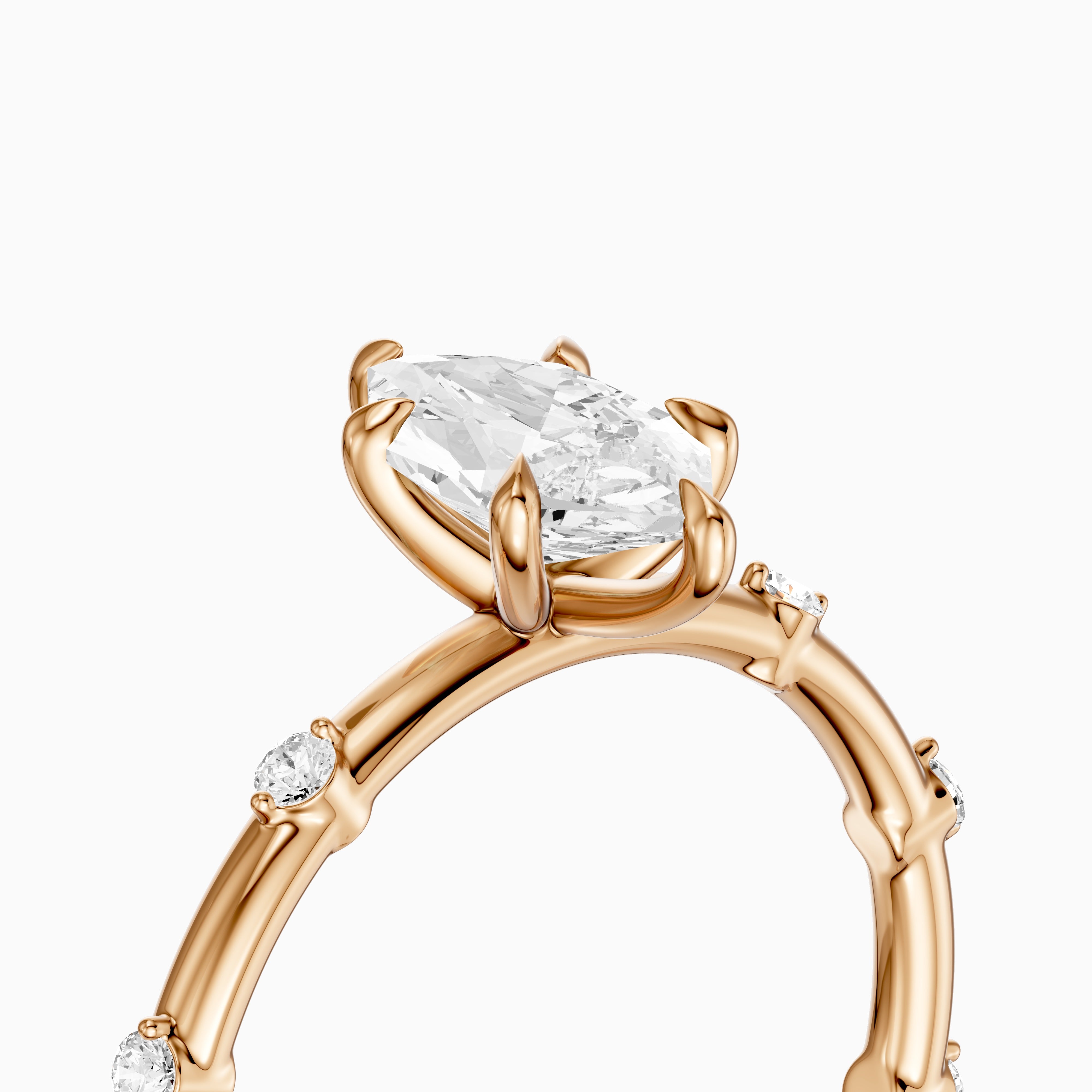 Betsy Dutch Marquise Lab Grown Diamond Ring with Scattered Round Diamonds