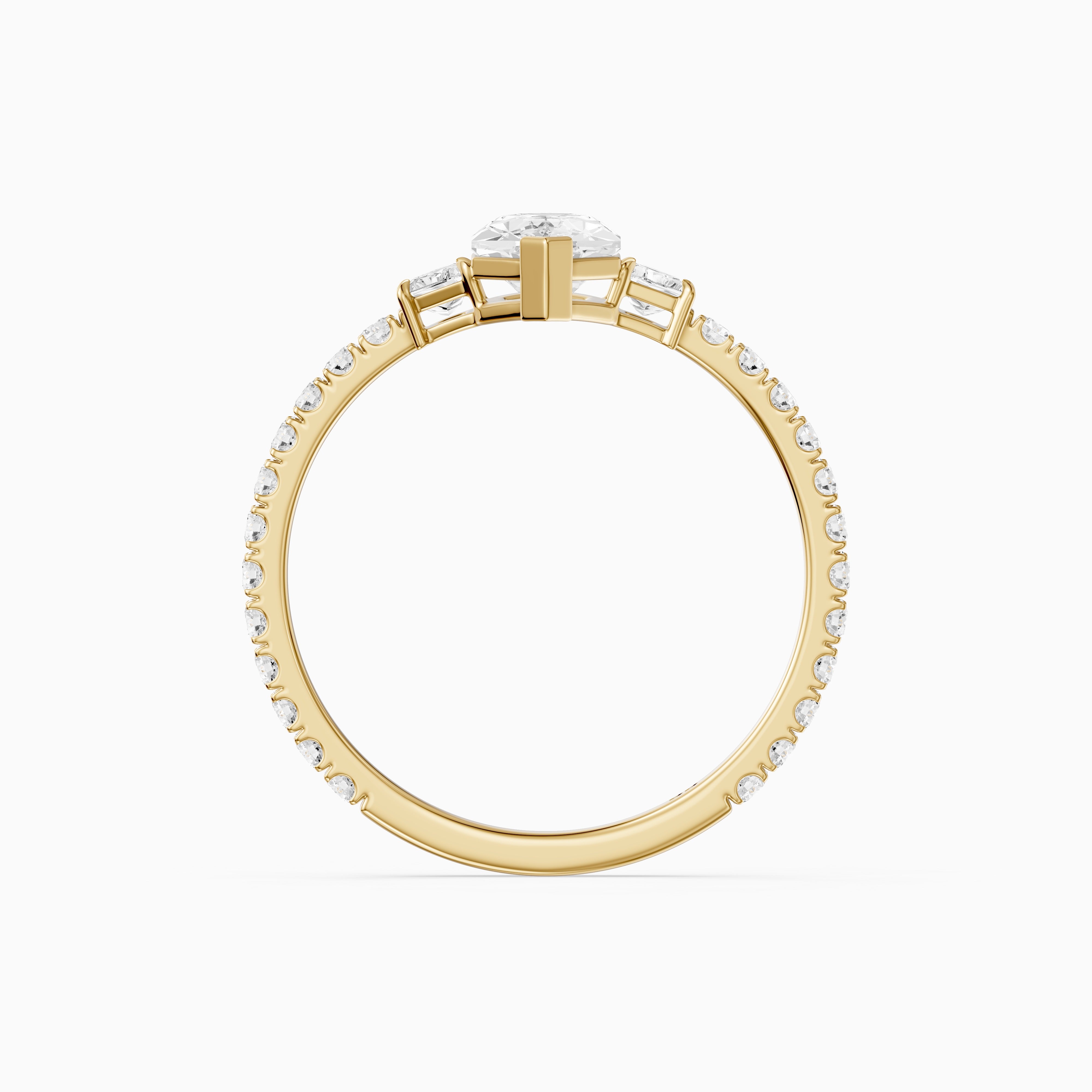 Birdie Dutch Marquise Lab Grown Diamond Ring with Trapezoid Side Diamonds and Pave Shank