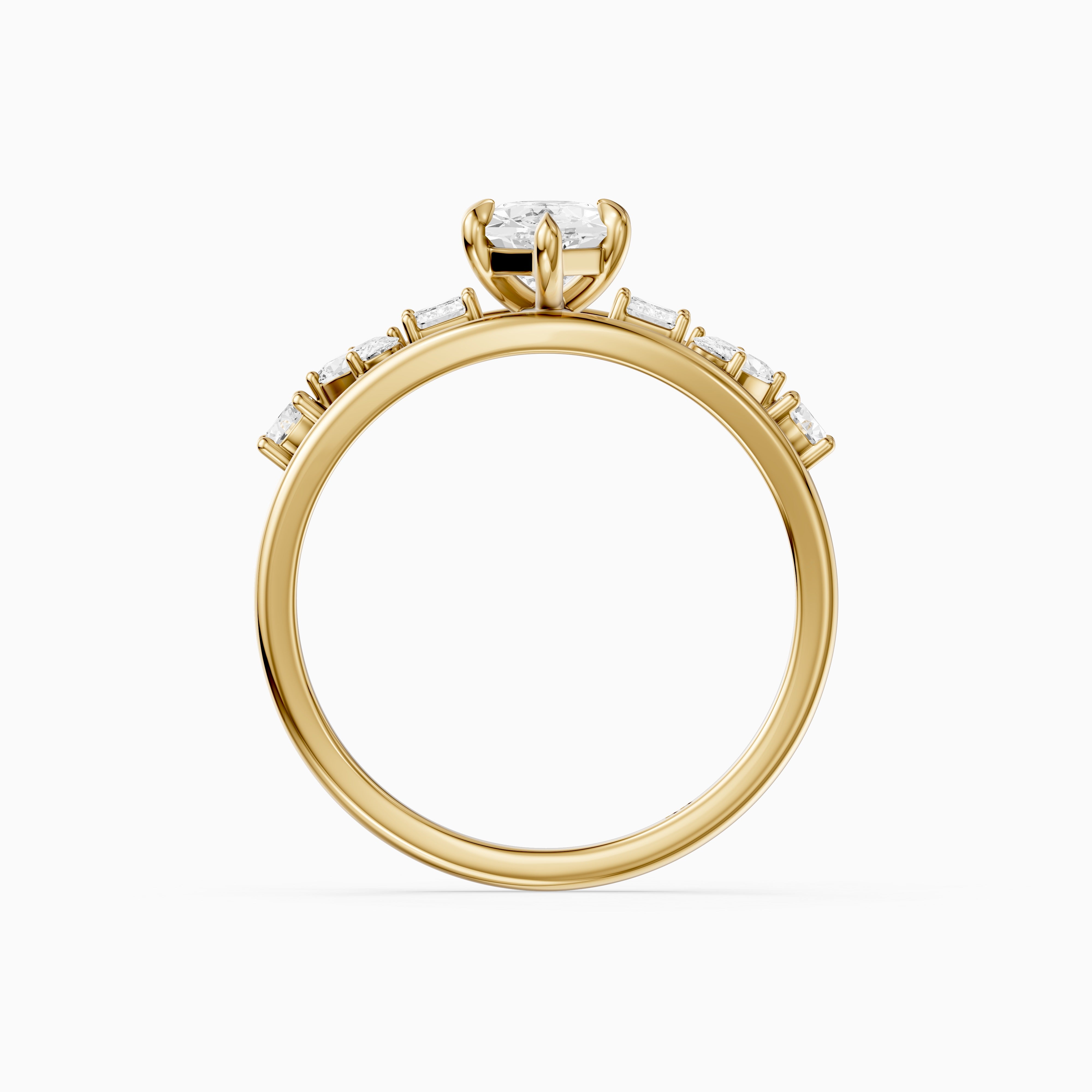 Camie Dutch Marquise Lab Grown Diamond Ring with Round, Oval & Emerald Cut Side Diamonds