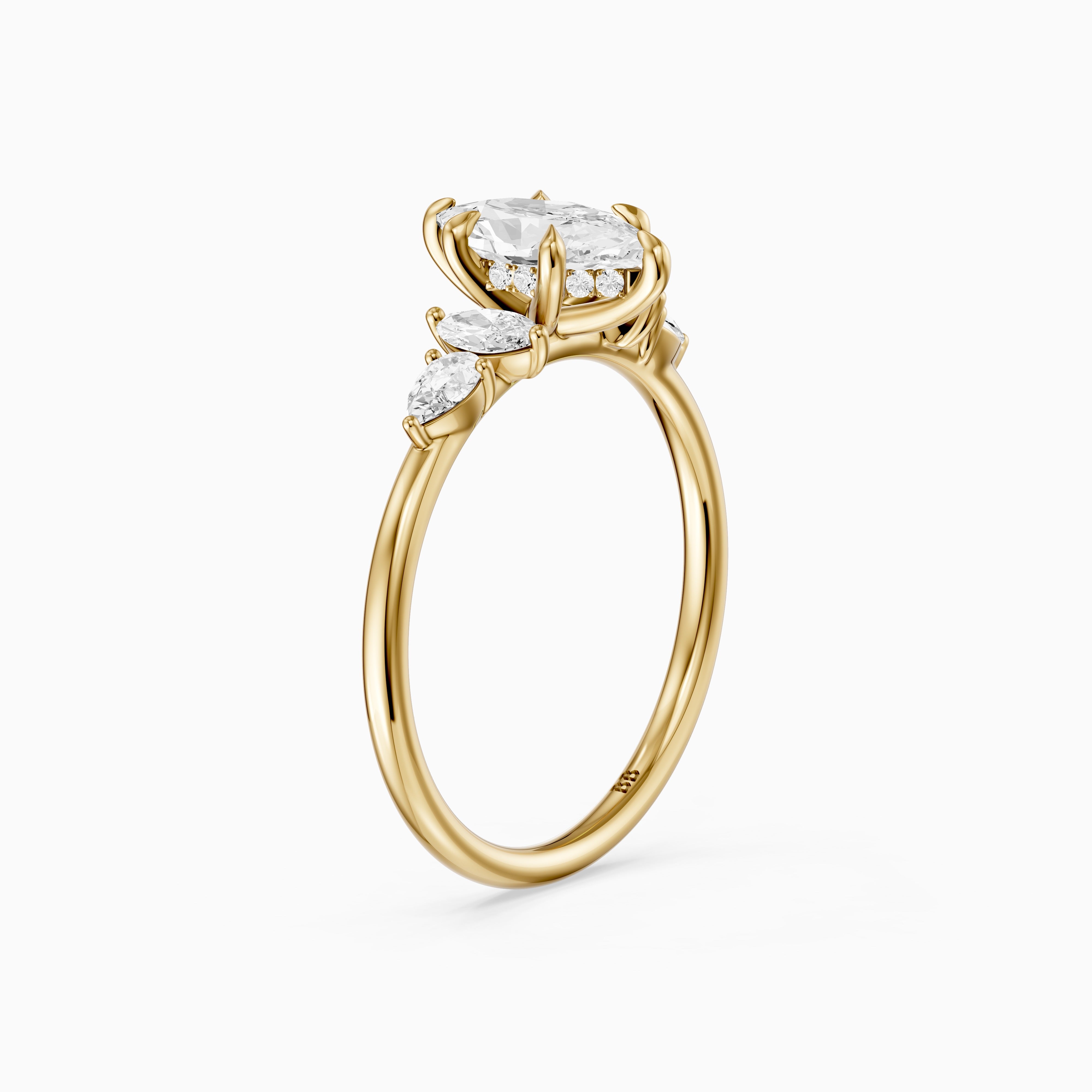 Casey Dutch Marquise Hidden Halo Lab Grown Diamond Ring with Side Stones