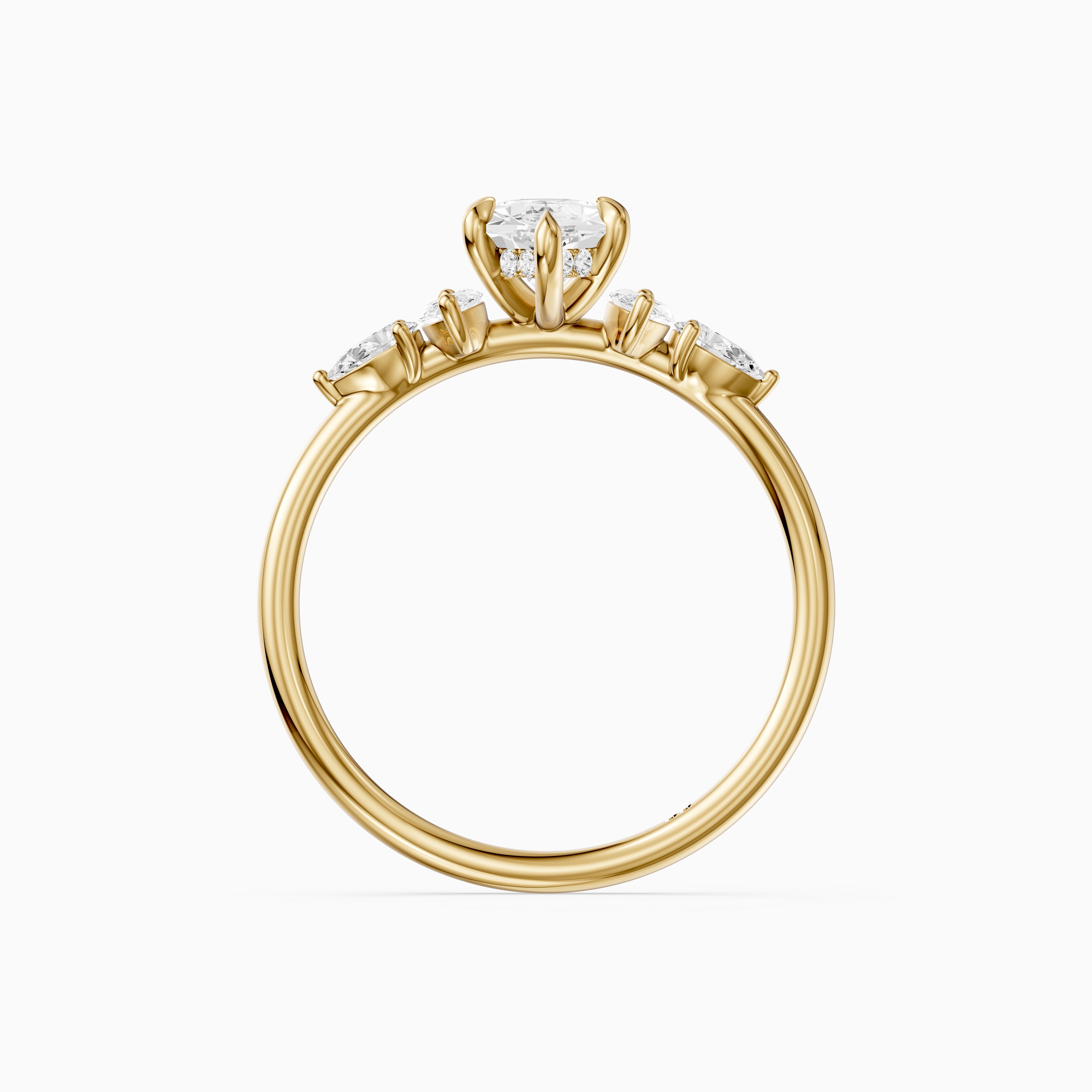 Casey Dutch Marquise Hidden Halo Lab Grown Diamond Ring with Side Stones
