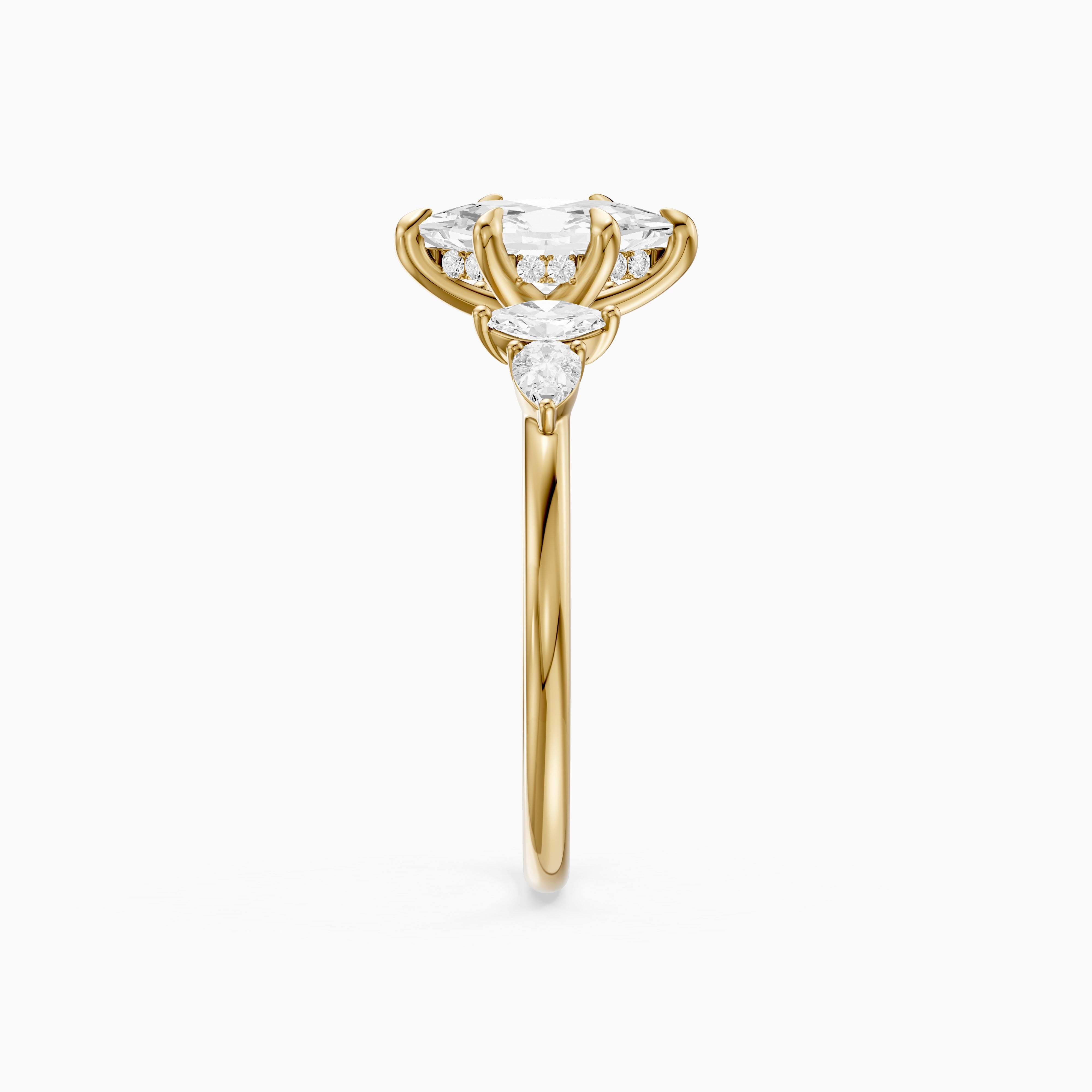 Casey Dutch Marquise Hidden Halo Lab Grown Diamond Ring with Side Stones