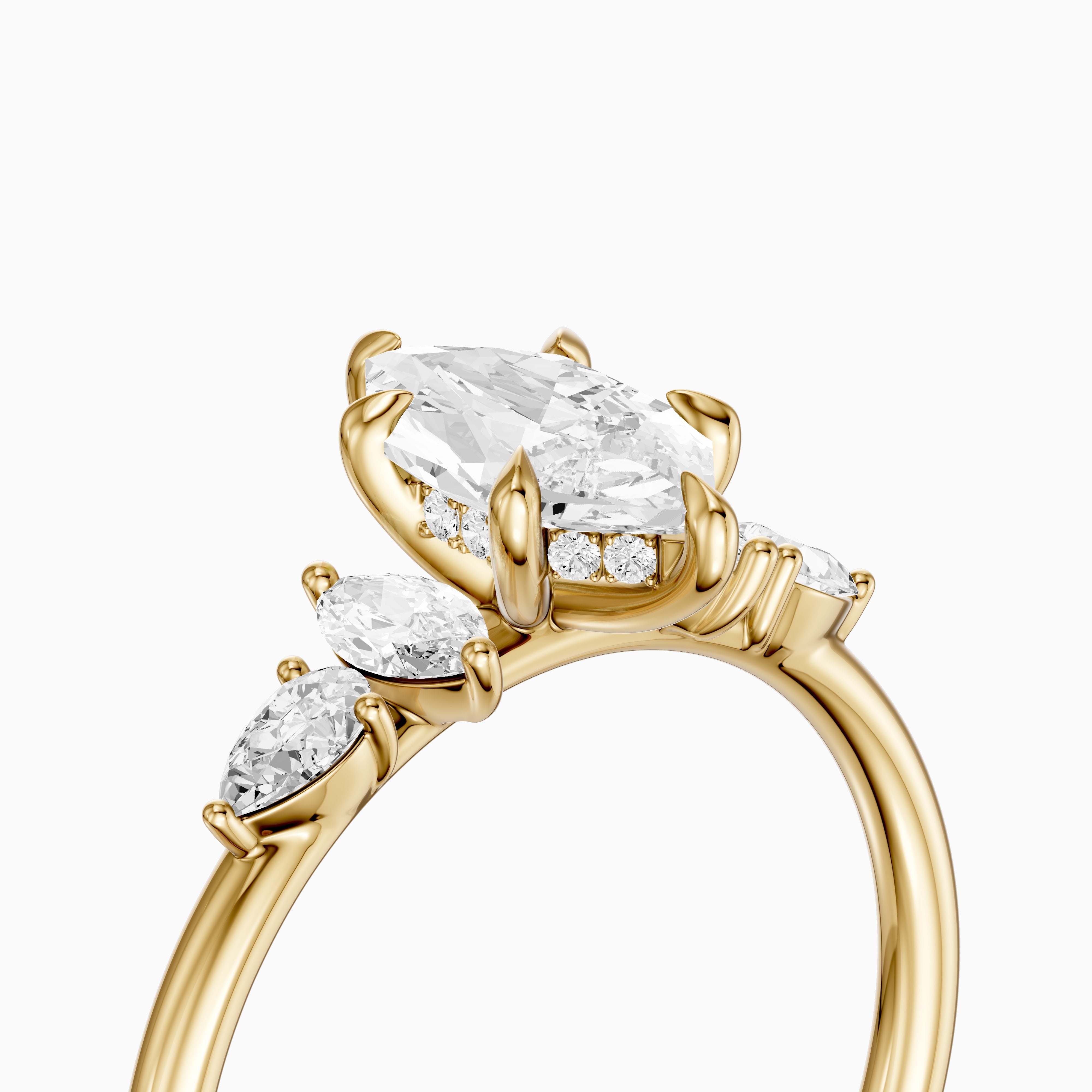 Casey Dutch Marquise Hidden Halo Lab Grown Diamond Ring with Side Stones