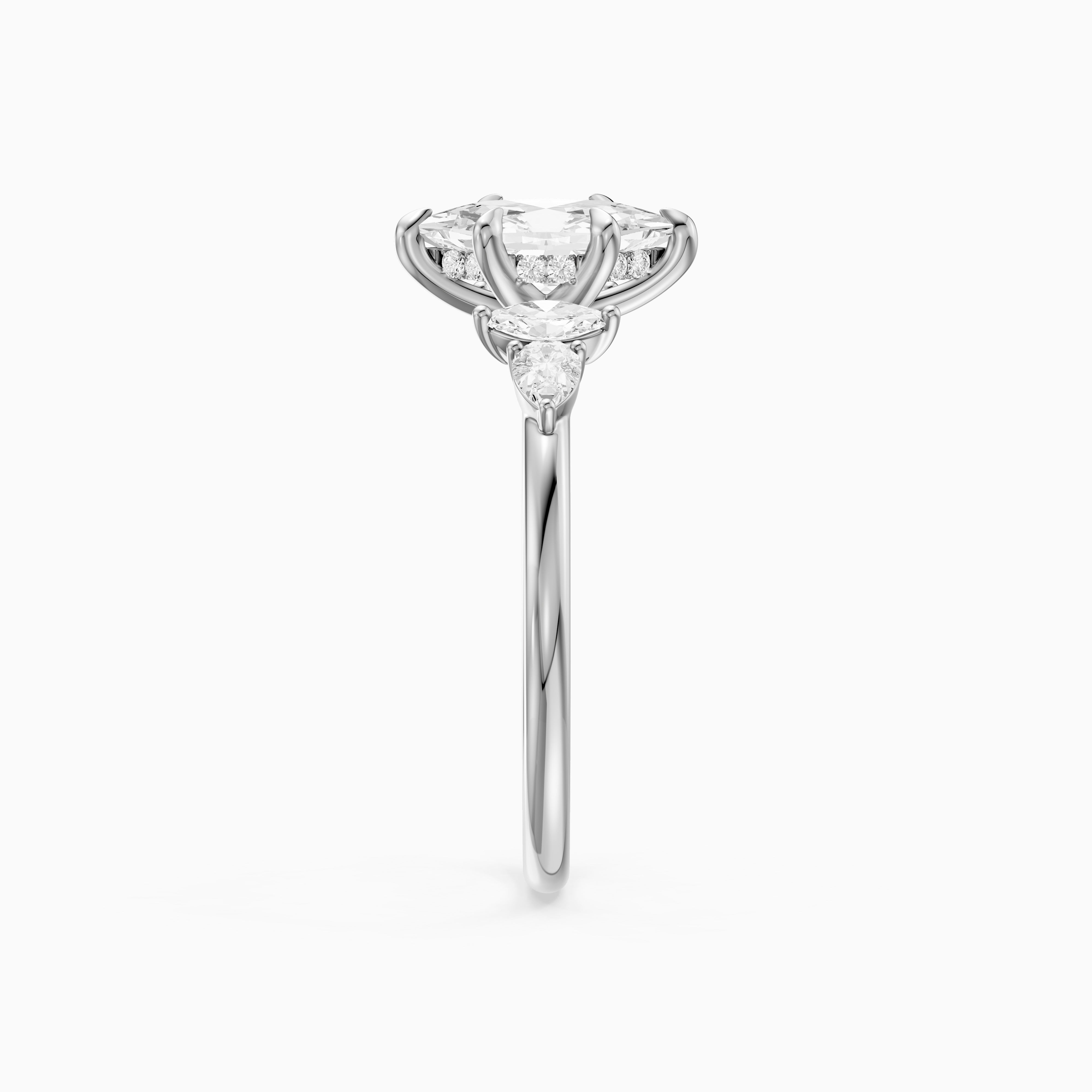 Casey Dutch Marquise Hidden Halo Lab Grown Diamond Ring with Side Stones
