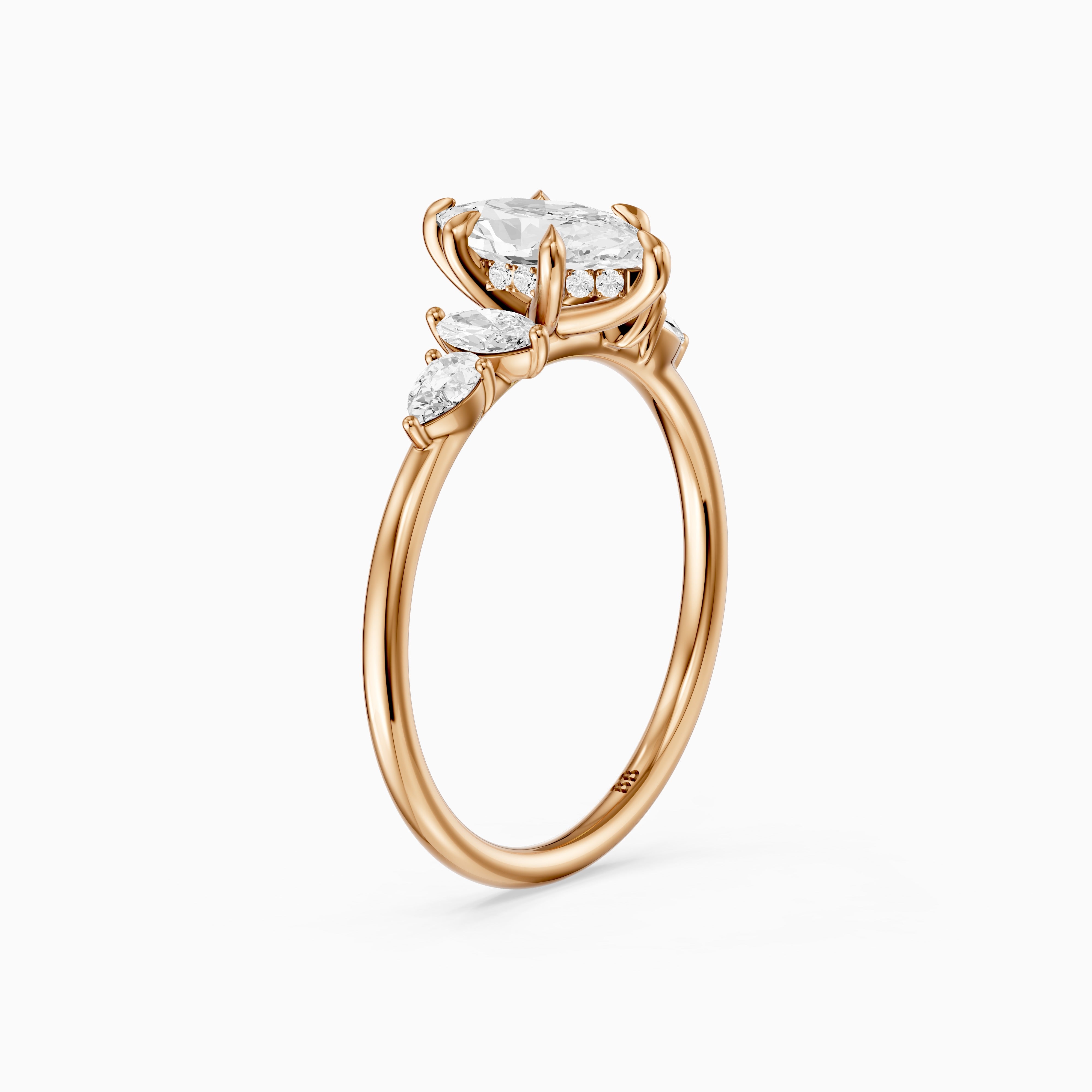 Casey Dutch Marquise Hidden Halo Lab Grown Diamond Ring with Side Stones