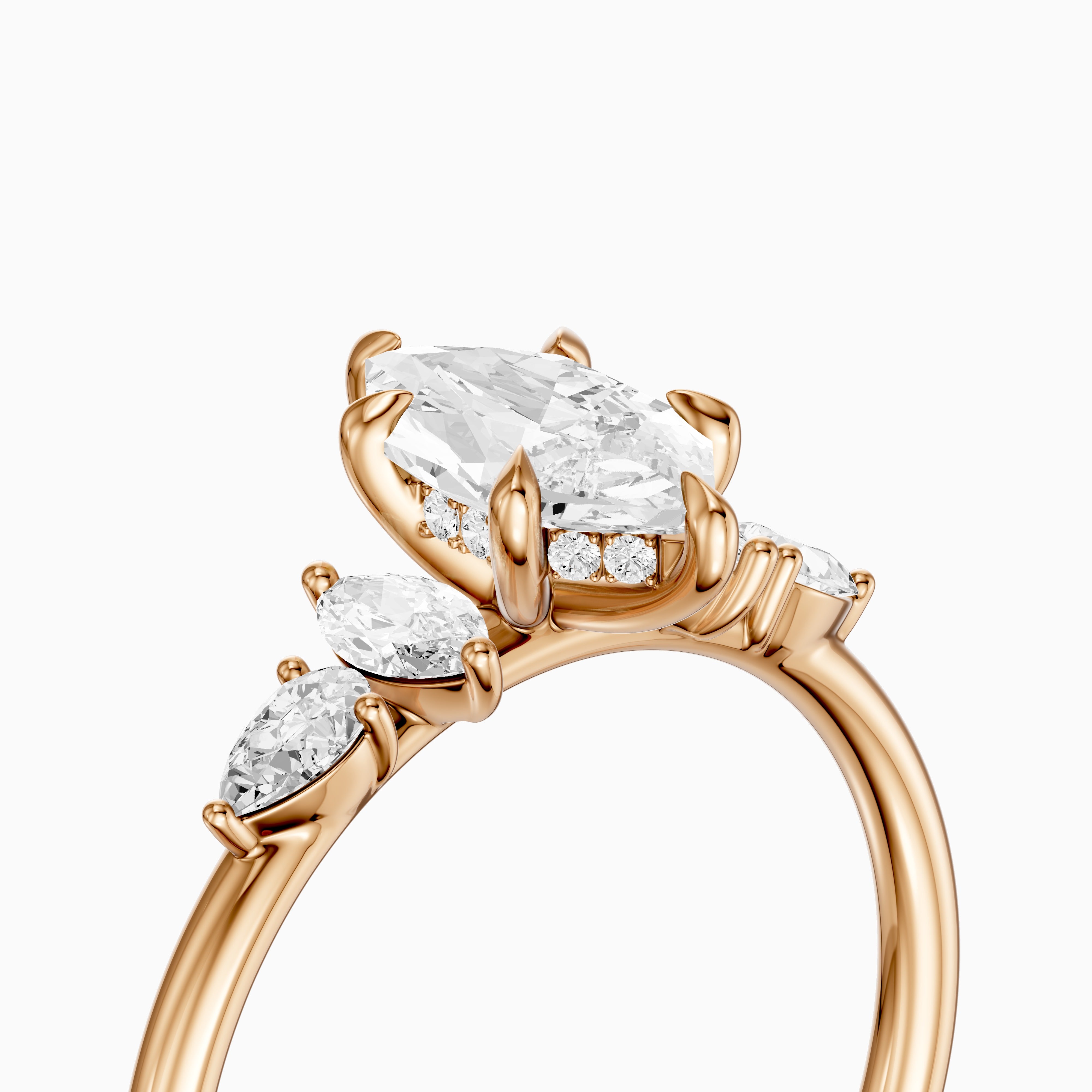 Casey Dutch Marquise Hidden Halo Lab Grown Diamond Ring with Side Stones
