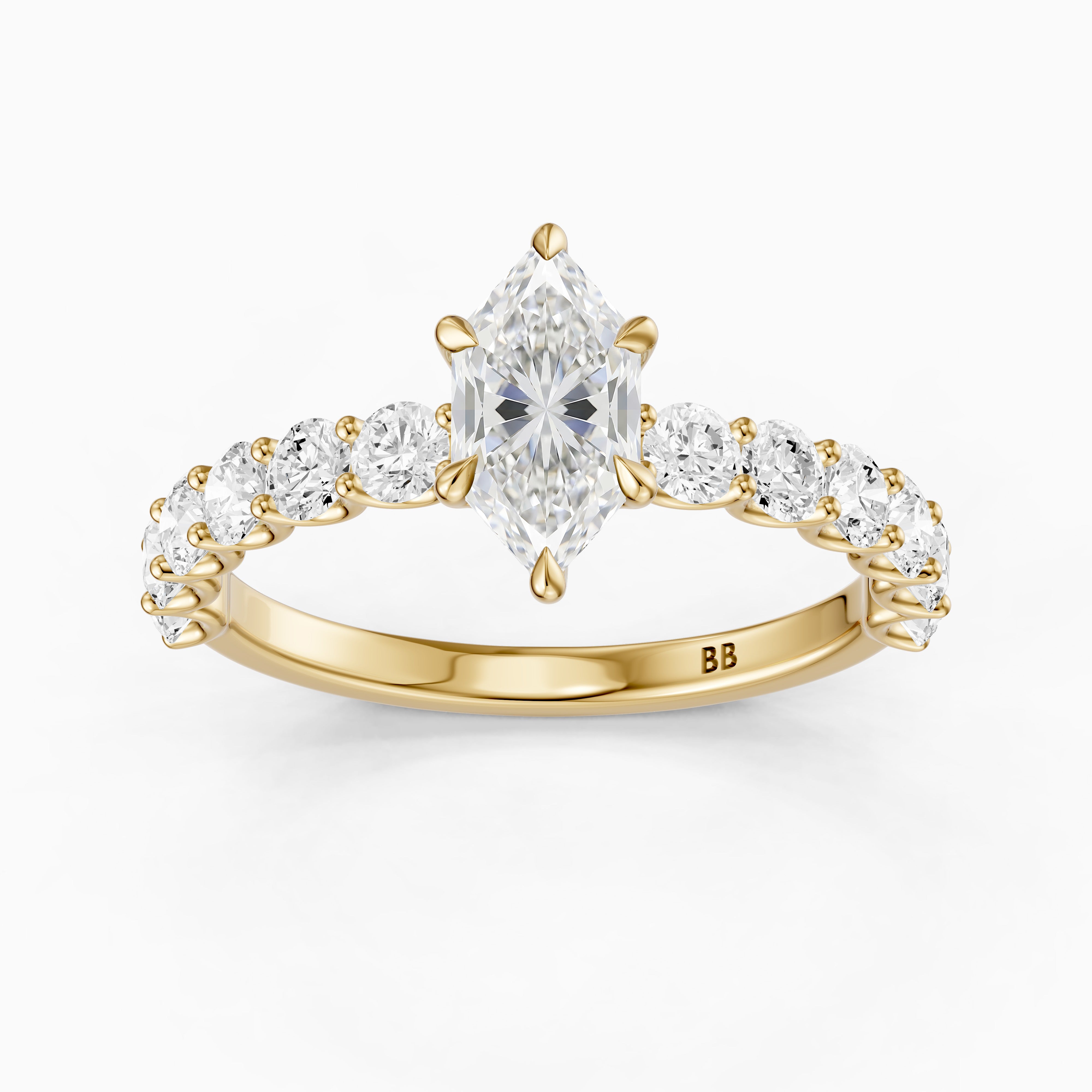 Corin Dutch Marquise Lab Grown Diamond Ring with Shared Prong Diamond Band