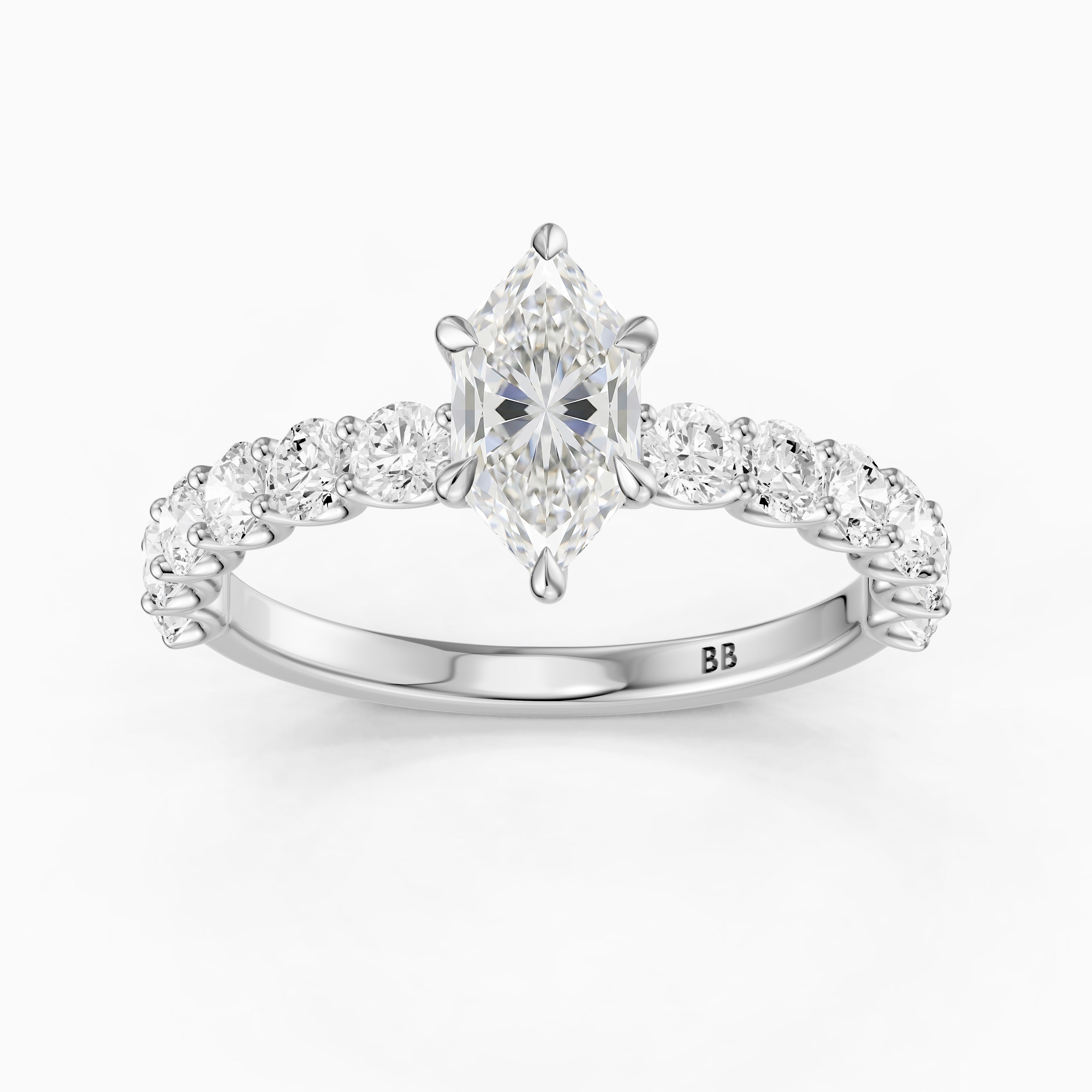 Corin Dutch Marquise Lab Grown Diamond Ring with Shared Prong Diamond Band