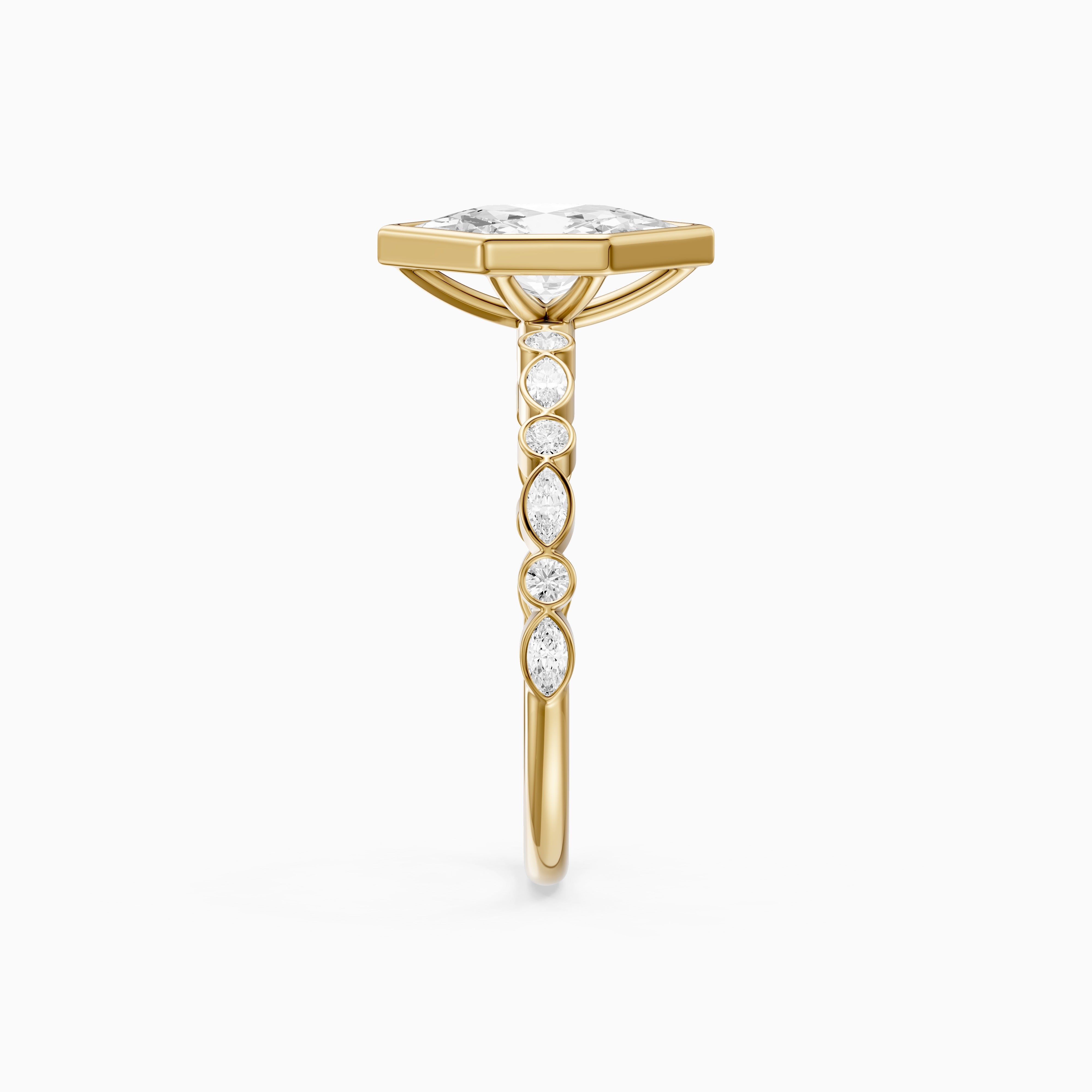 Ellie Bezel Set Dutch Marquise Lab Grown Diamond Ring with Marquise & Round Diamond Band