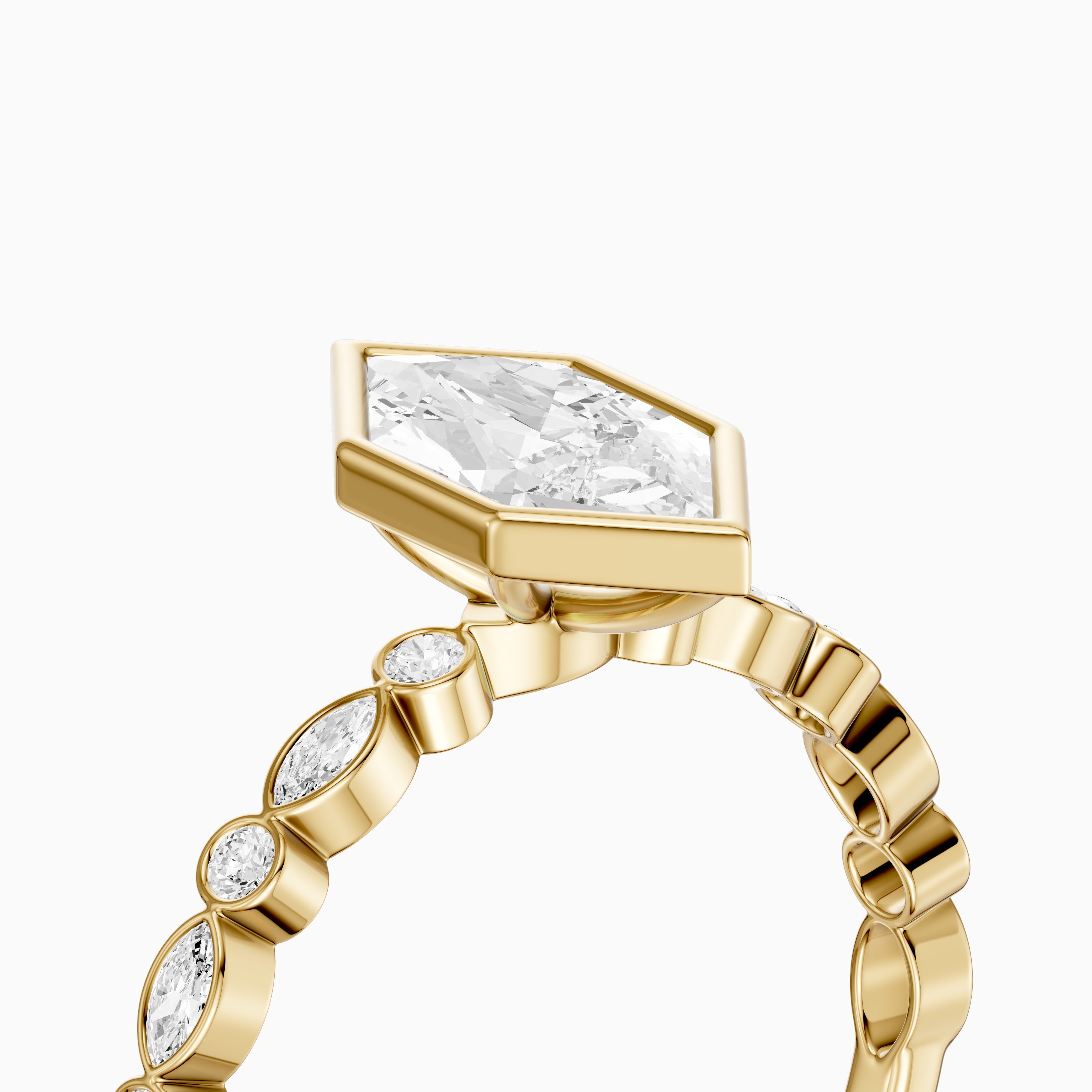 Ellie Bezel Set Dutch Marquise Lab Grown Diamond Ring with Marquise & Round Diamond Band