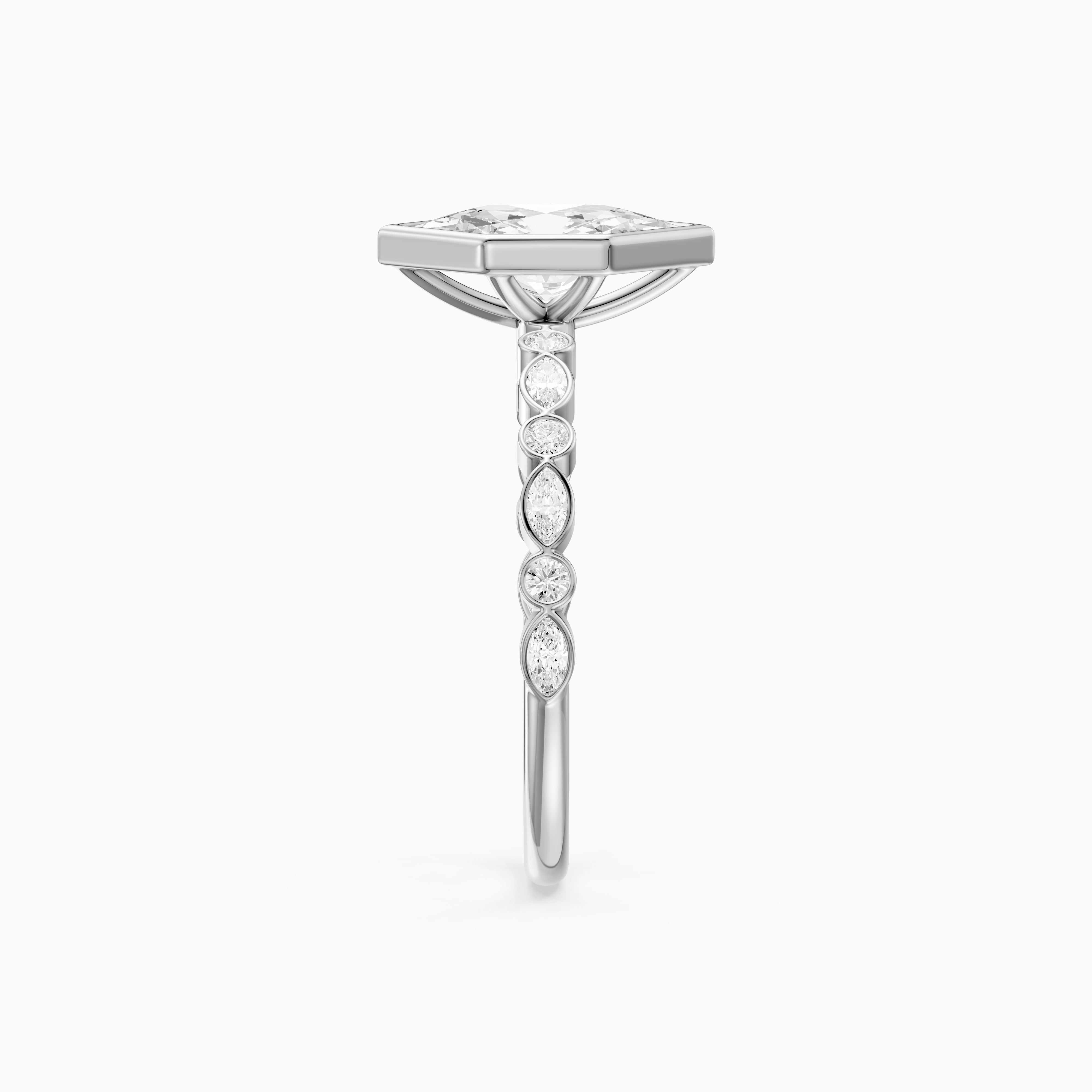 Ellie Bezel Set Dutch Marquise Lab Grown Diamond Ring with Marquise & Round Diamond Band