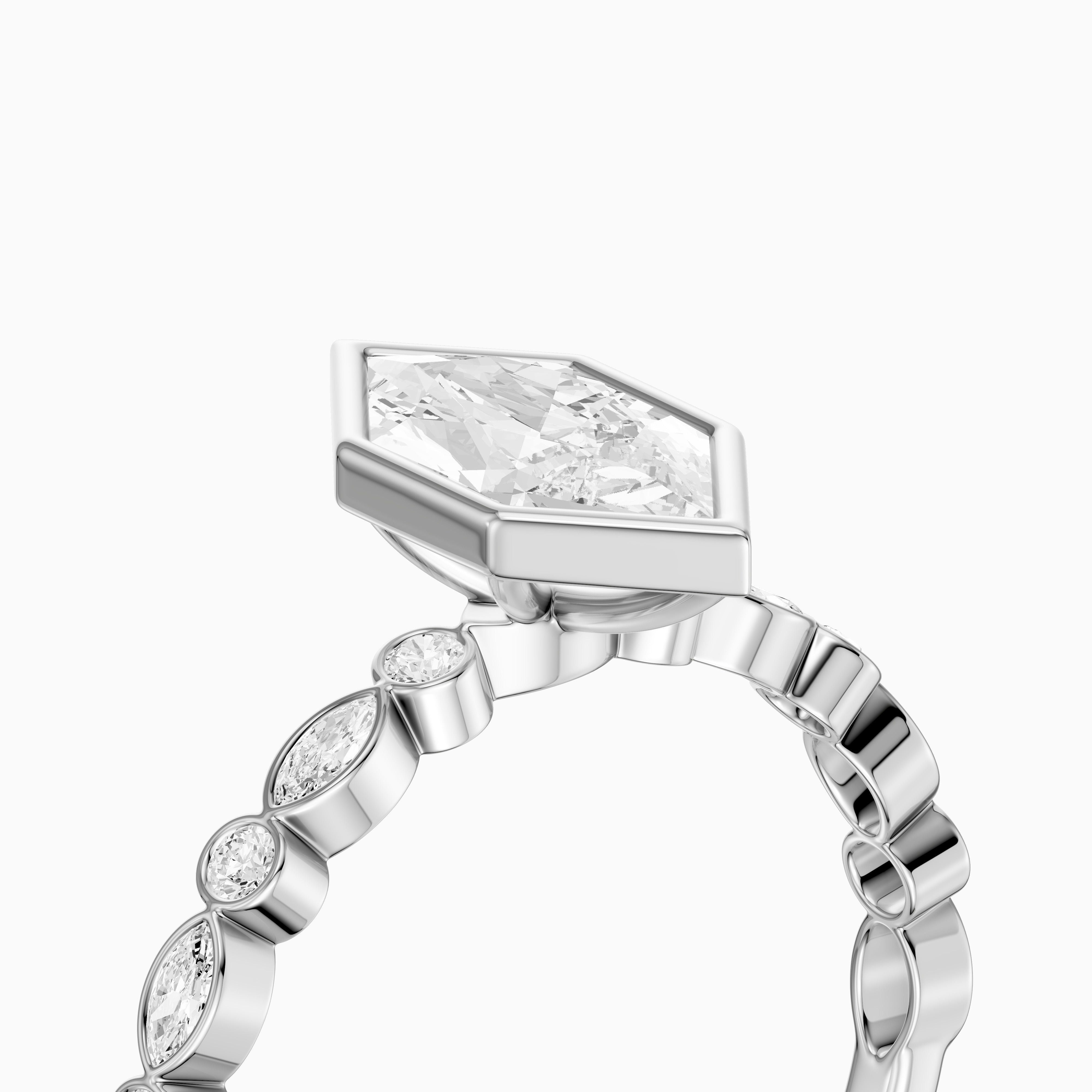 Ellie Bezel Set Dutch Marquise Lab Grown Diamond Ring with Marquise & Round Diamond Band