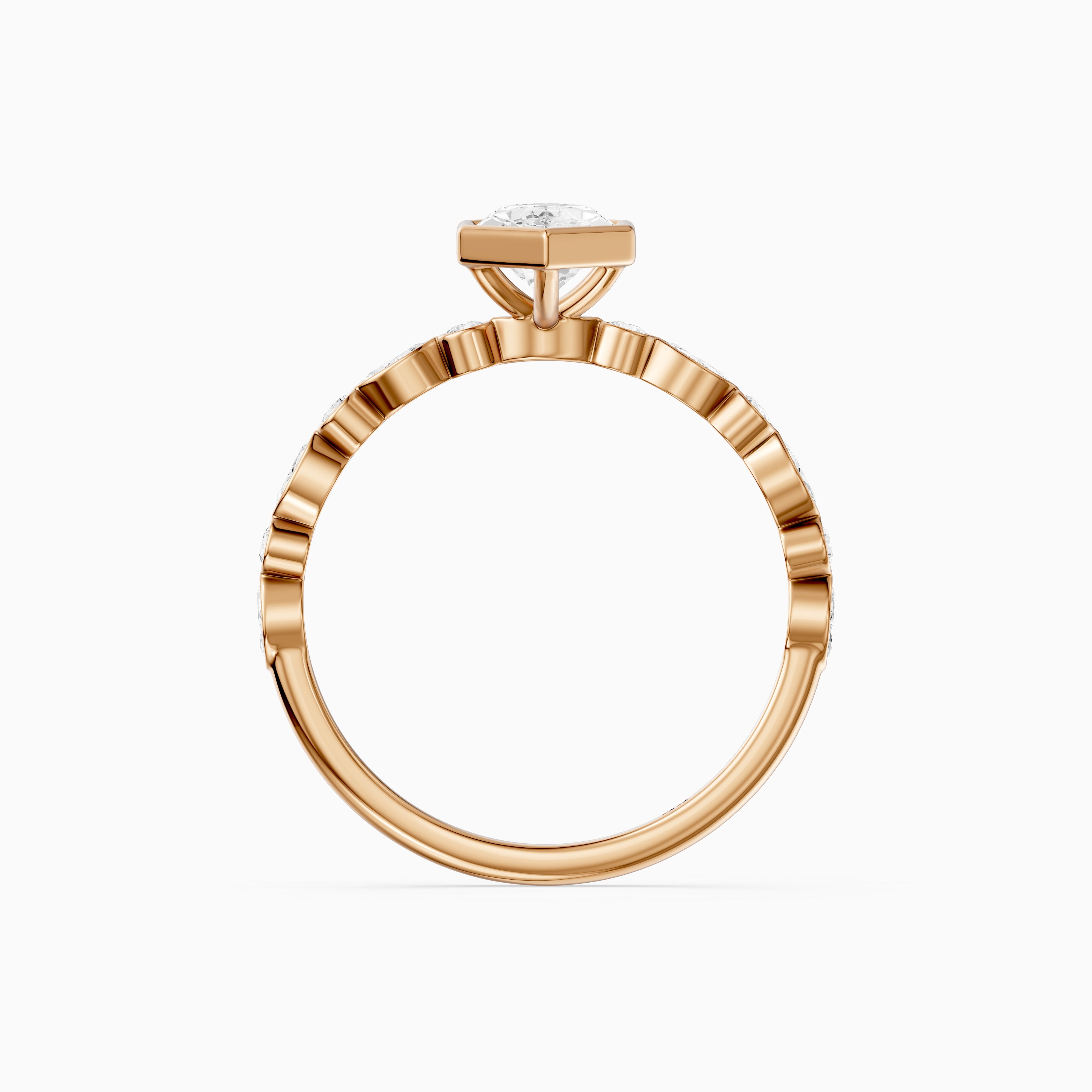 Ellie Bezel Set Dutch Marquise Lab Grown Diamond Ring with Marquise & Round Diamond Band