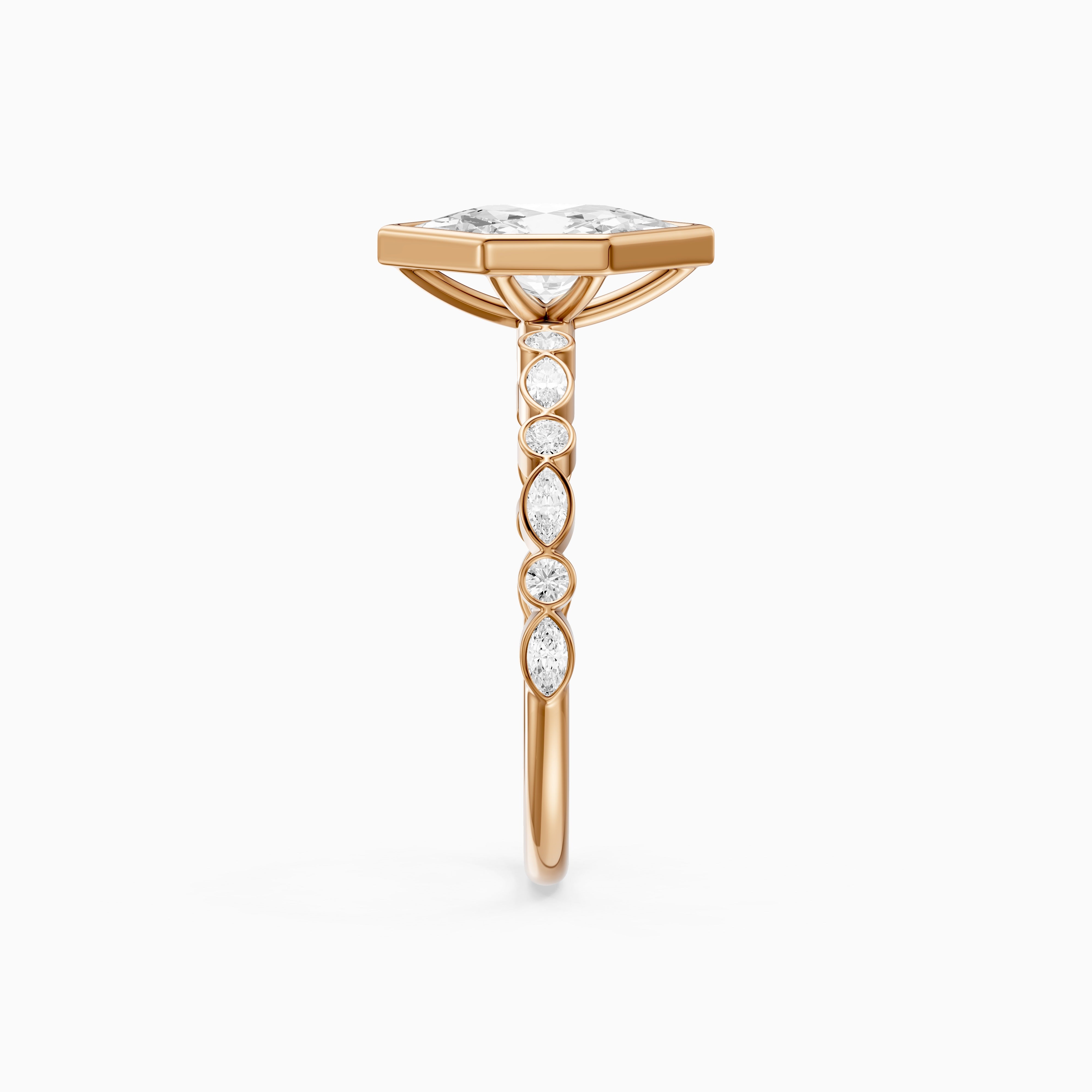 Ellie Bezel Set Dutch Marquise Lab Grown Diamond Ring with Marquise & Round Diamond Band