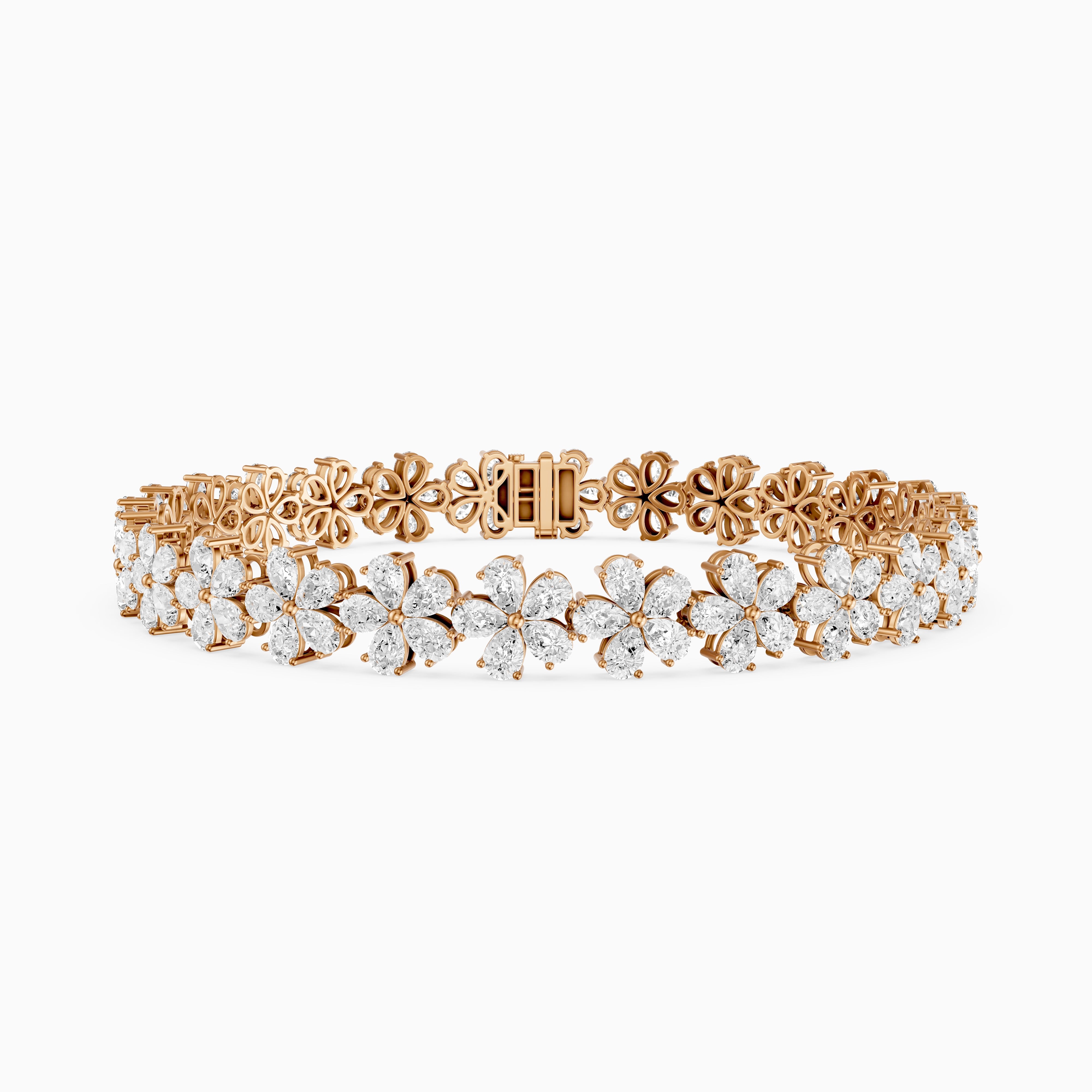 Bettina Pear Shape Floral Lab Grown Diamond Tennis Bracelet