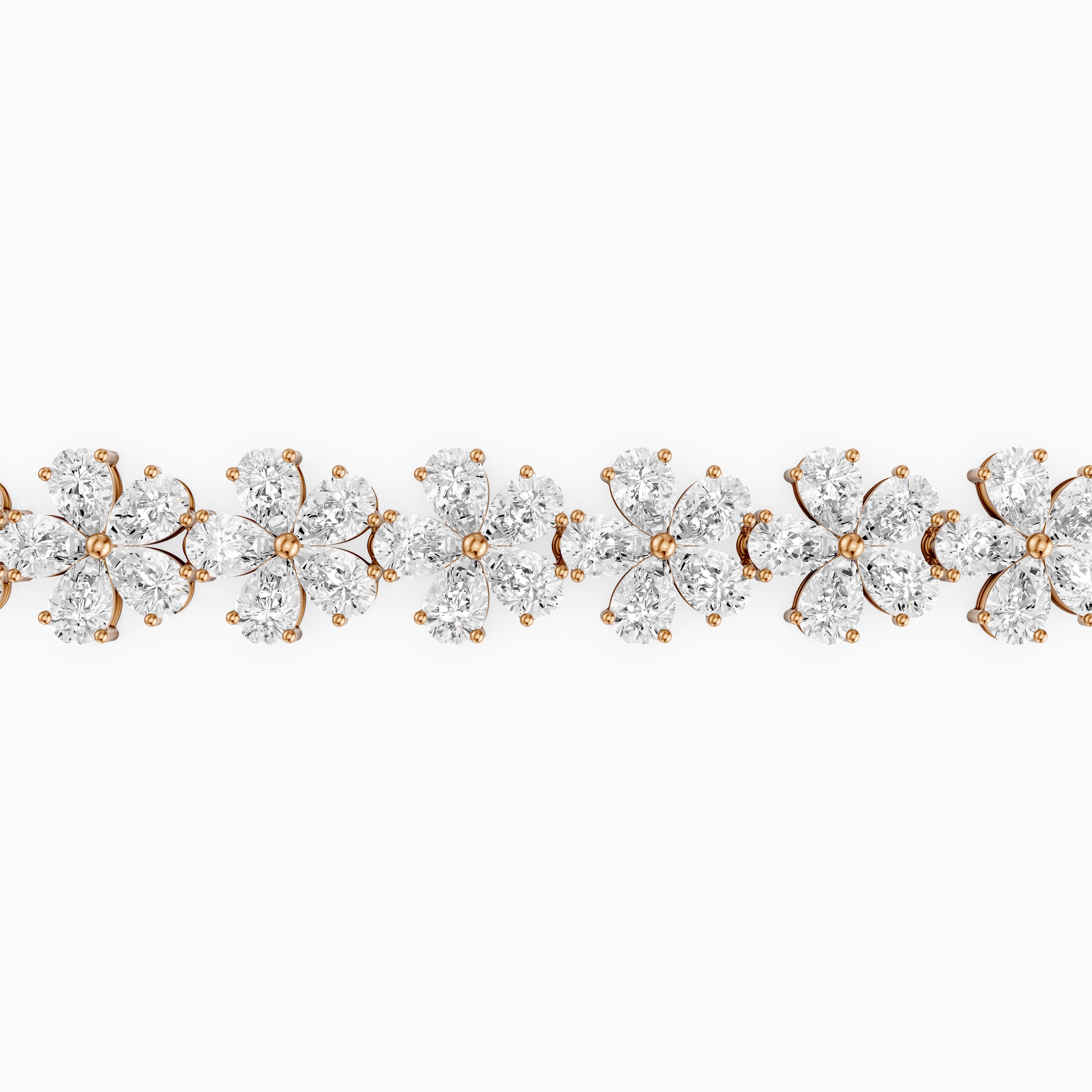 Bettina Pear Shape Floral Lab Grown Diamond Tennis Bracelet