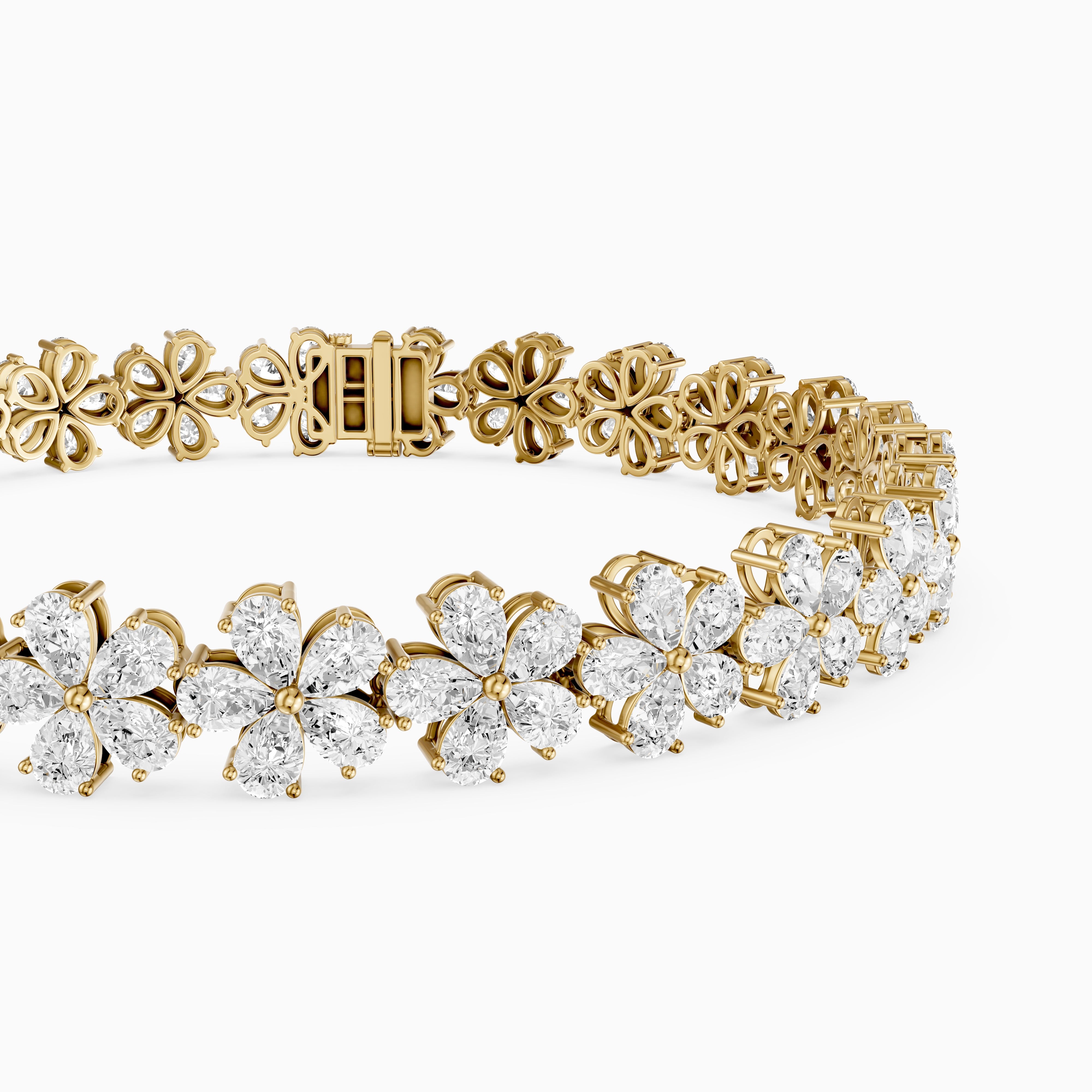Bettina Pear Shape Floral Lab Grown Diamond Tennis Bracelet
